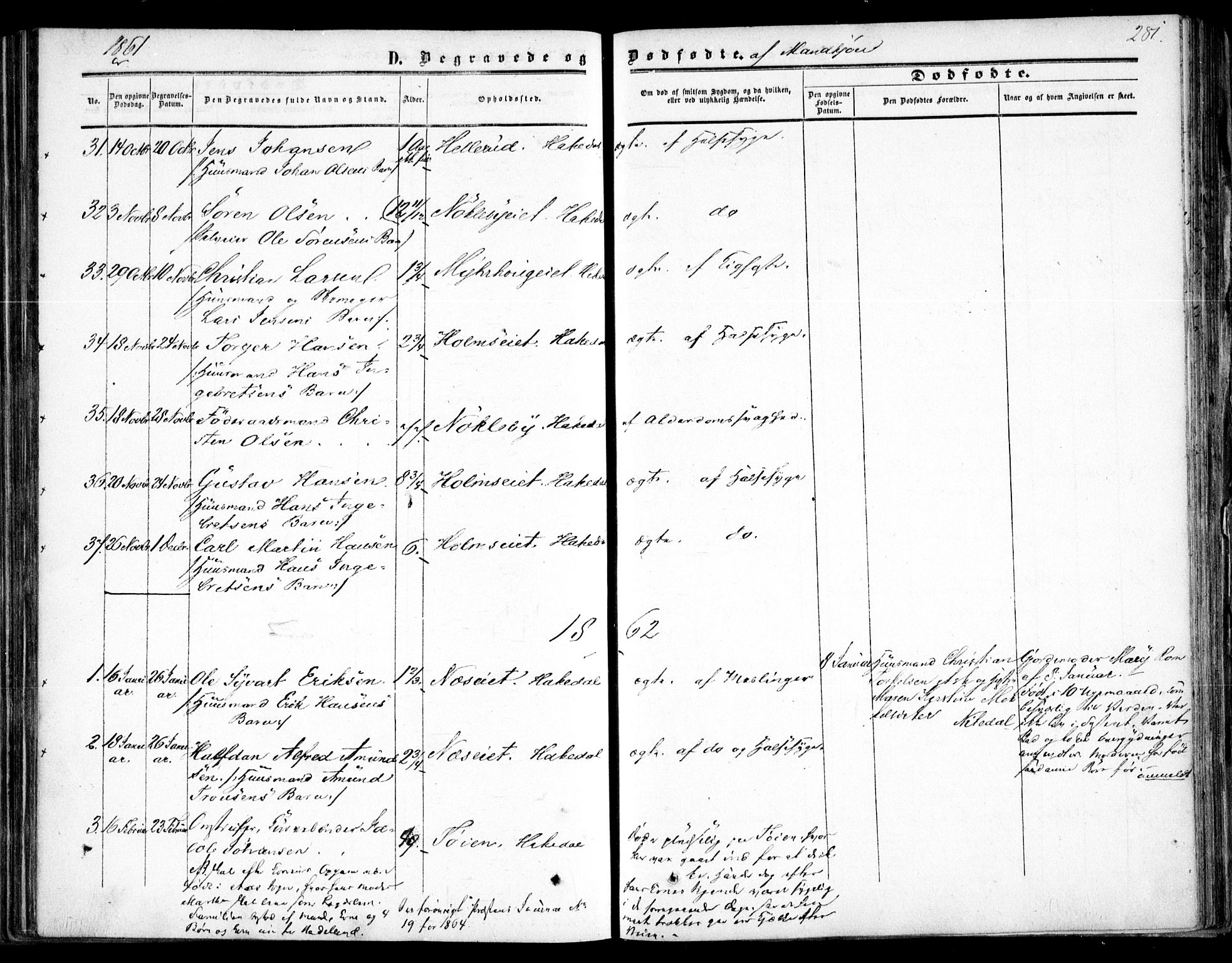 Nittedal prestekontor Kirkebøker, SAO/A-10365a/F/Fa/L0005: Parish register (official) no. I 5, 1850-1862, p. 281