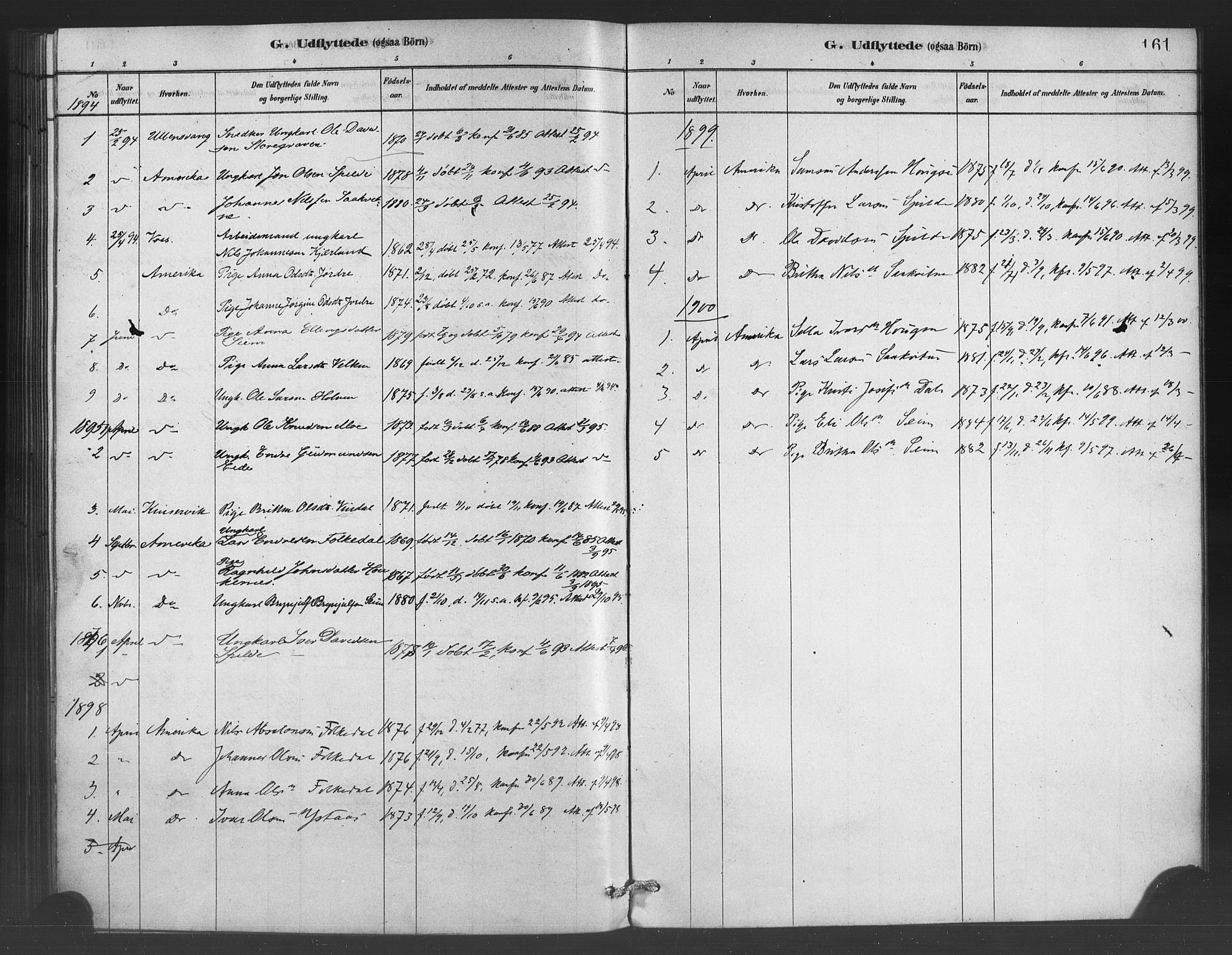Ulvik sokneprestembete, SAB/A-78801/H/Haa: Parish register (official) no. C 1, 1878-1903, p. 161