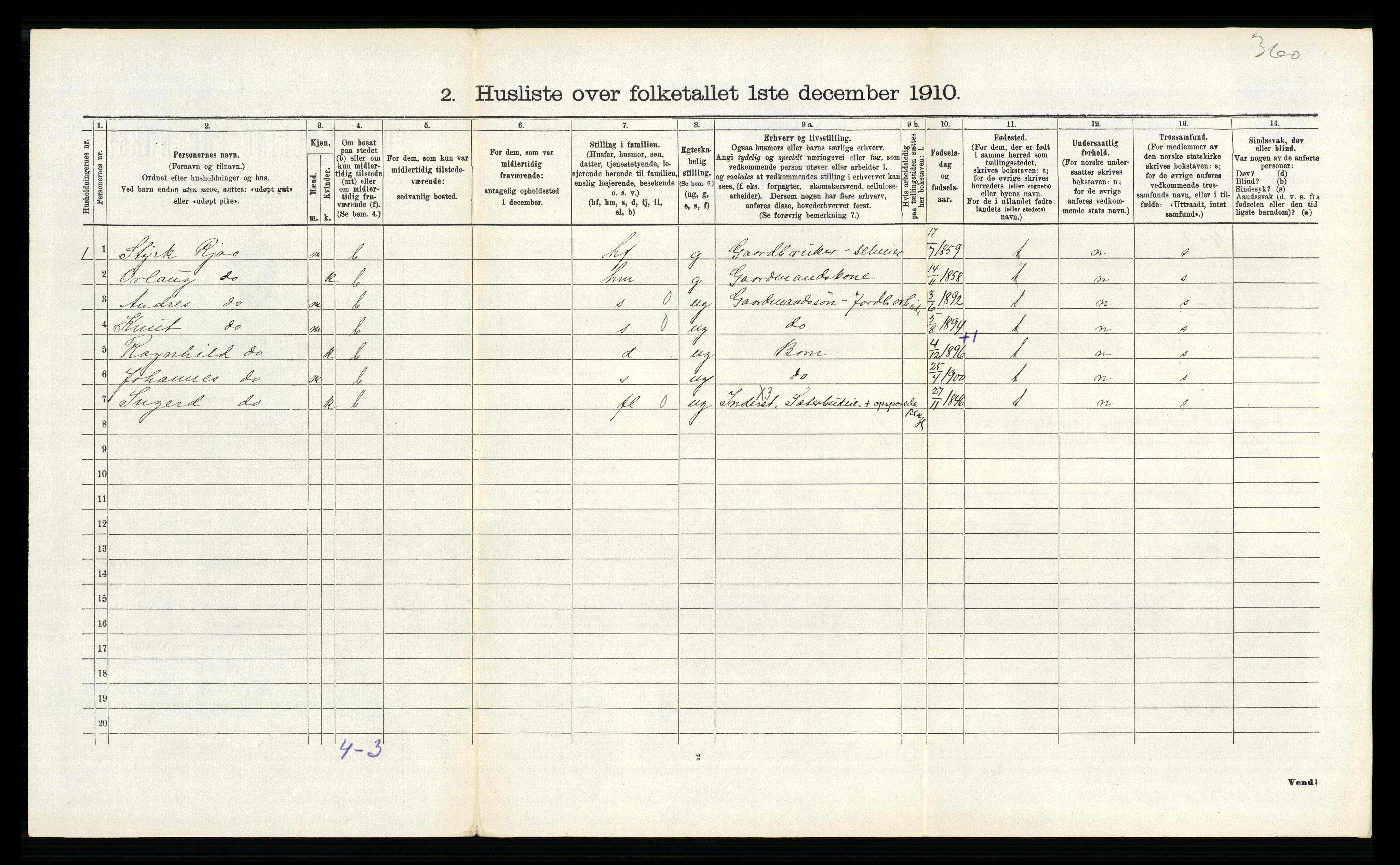 RA, 1910 census for Voss, 1910, p. 2249