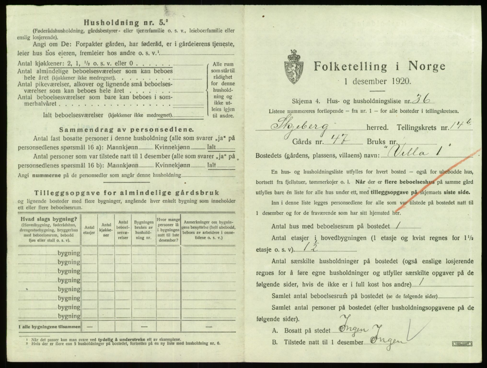 SAO, 1920 census for Skjeberg, 1920, p. 2085