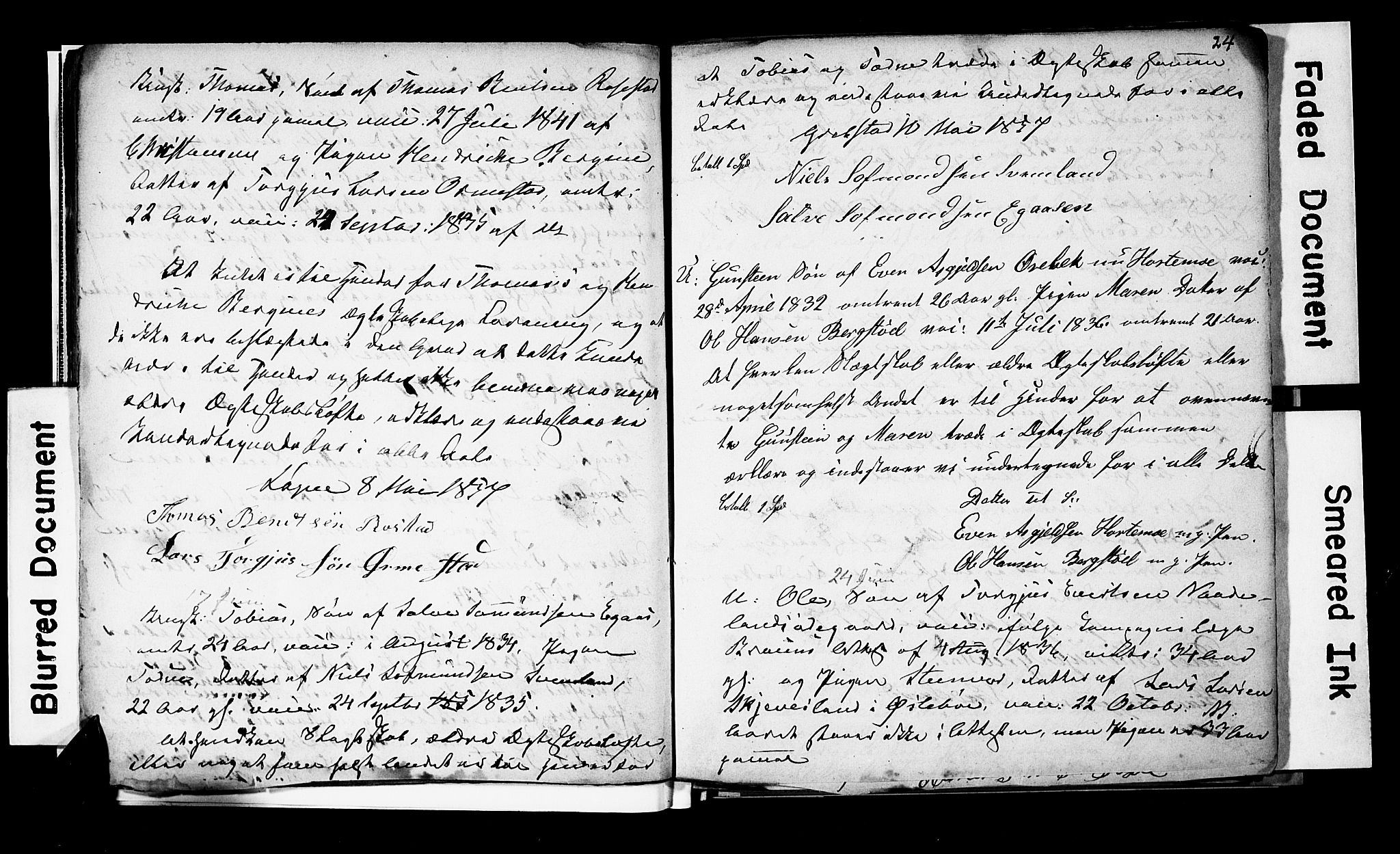 Søgne sokneprestkontor, SAK/1111-0037/F/Fe/L0001: Banns register no. A III 1, 1853-1870, p. 24