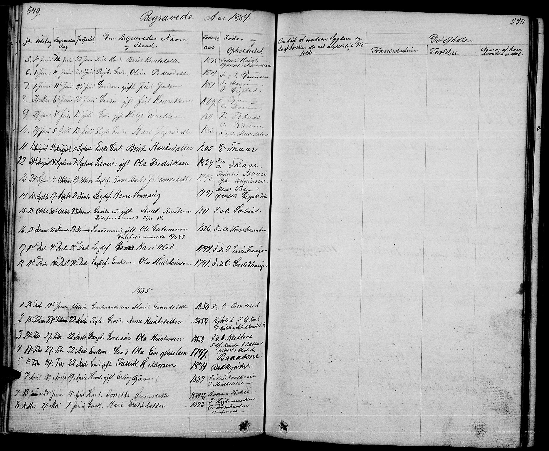 Nord-Aurdal prestekontor, AV/SAH-PREST-132/H/Ha/Hab/L0001: Parish register (copy) no. 1, 1834-1887, p. 549-550