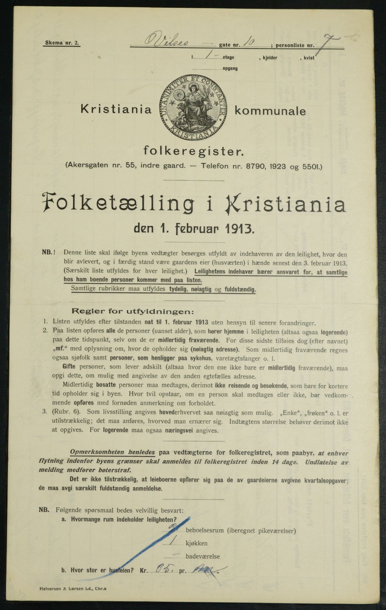 OBA, Municipal Census 1913 for Kristiania, 1913, p. 128386