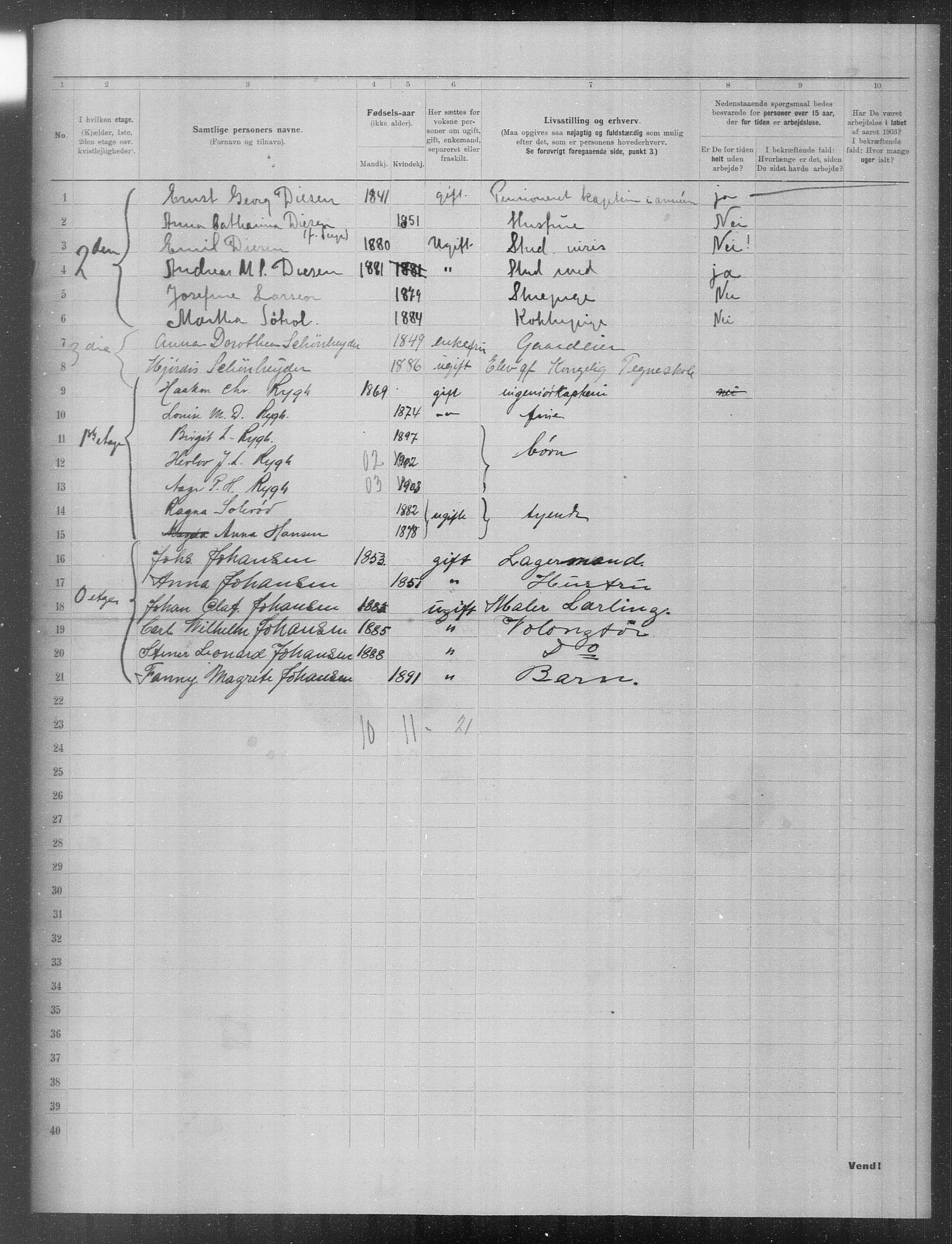 OBA, Municipal Census 1903 for Kristiania, 1903, p. 22198