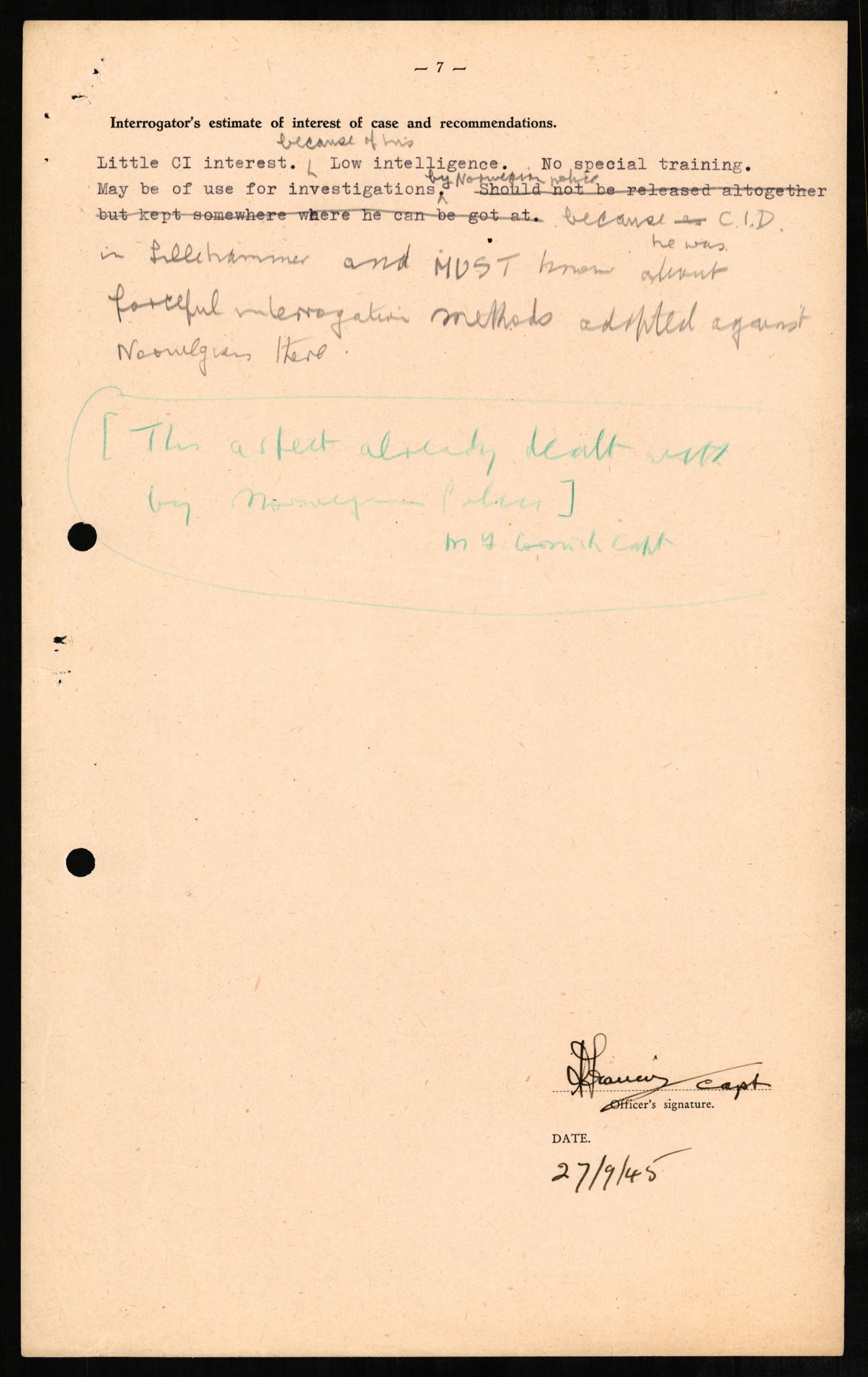 Forsvaret, Forsvarets overkommando II, AV/RA-RAFA-3915/D/Db/L0001: CI Questionaires. Tyske okkupasjonsstyrker i Norge. Tyskere., 1945-1946, p. 153