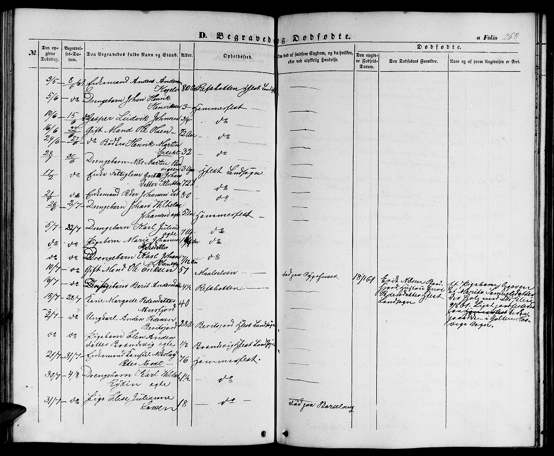 Hammerfest sokneprestkontor, AV/SATØ-S-1347/H/Hb/L0002.klokk: Parish register (copy) no. 2, 1851-1861, p. 263