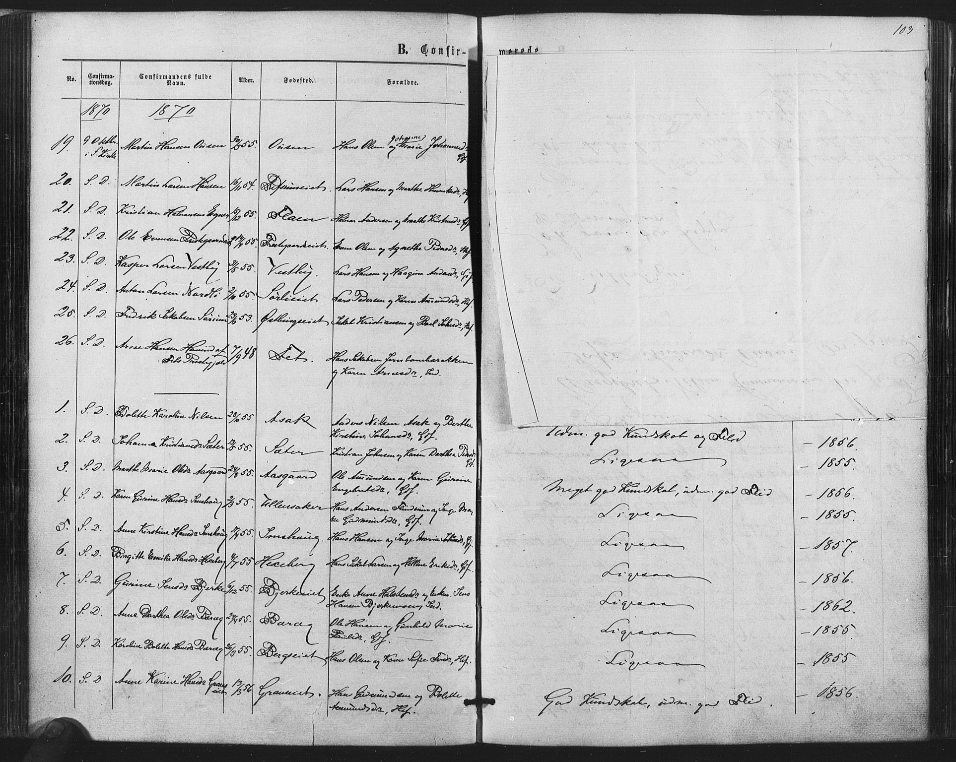 Sørum prestekontor Kirkebøker, AV/SAO-A-10303/F/Fa/L0006: Parish register (official) no. I 6, 1864-1877, p. 103