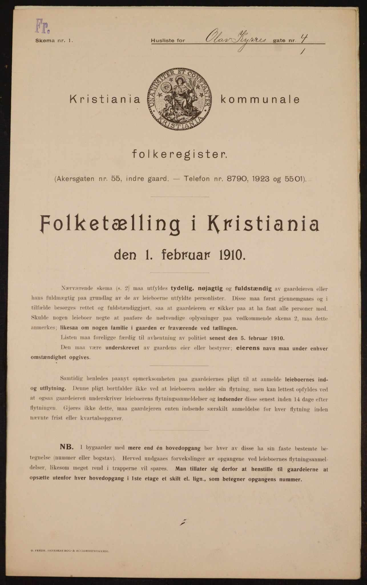 OBA, Municipal Census 1910 for Kristiania, 1910, p. 72622