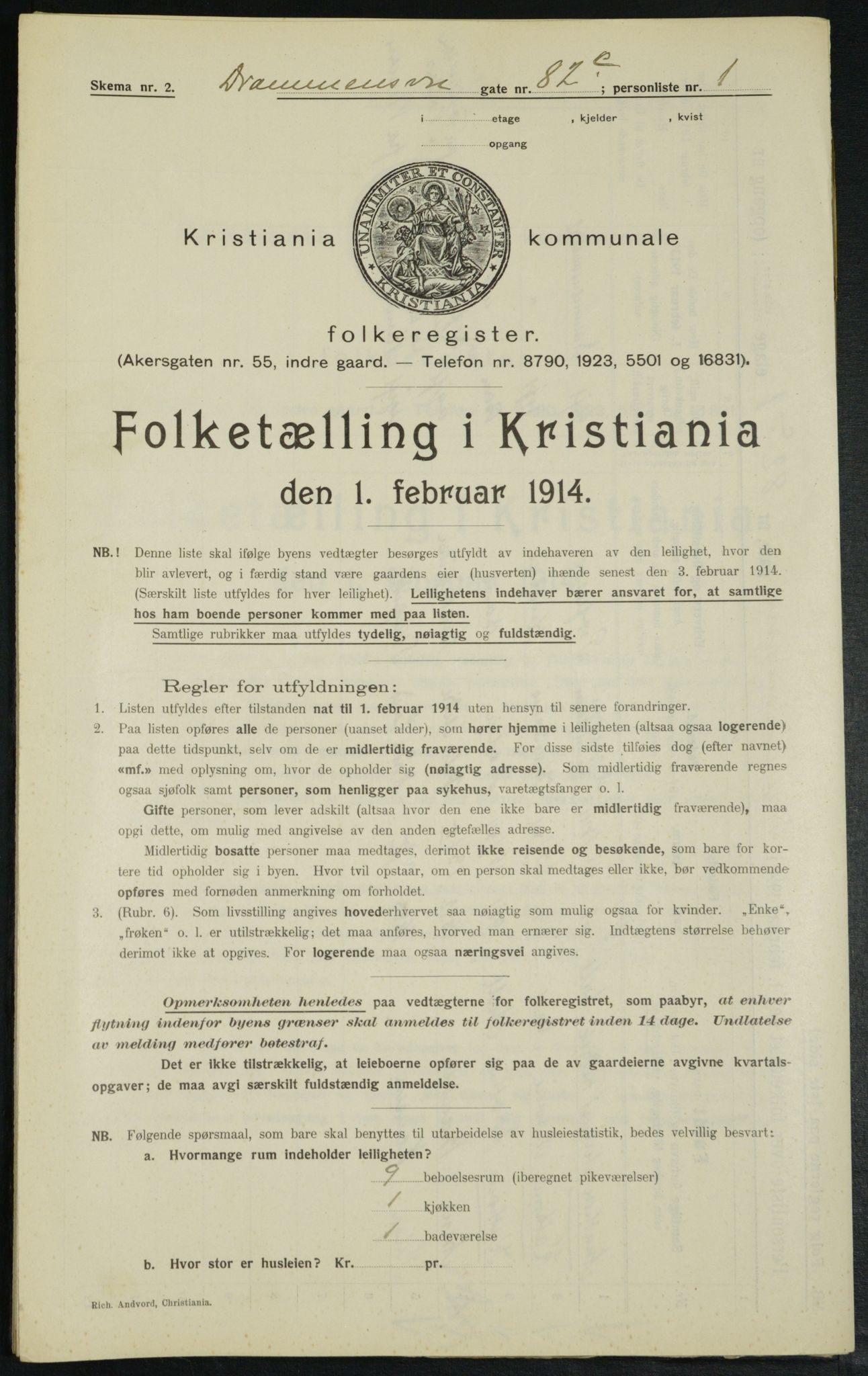 OBA, Municipal Census 1914 for Kristiania, 1914, p. 17074