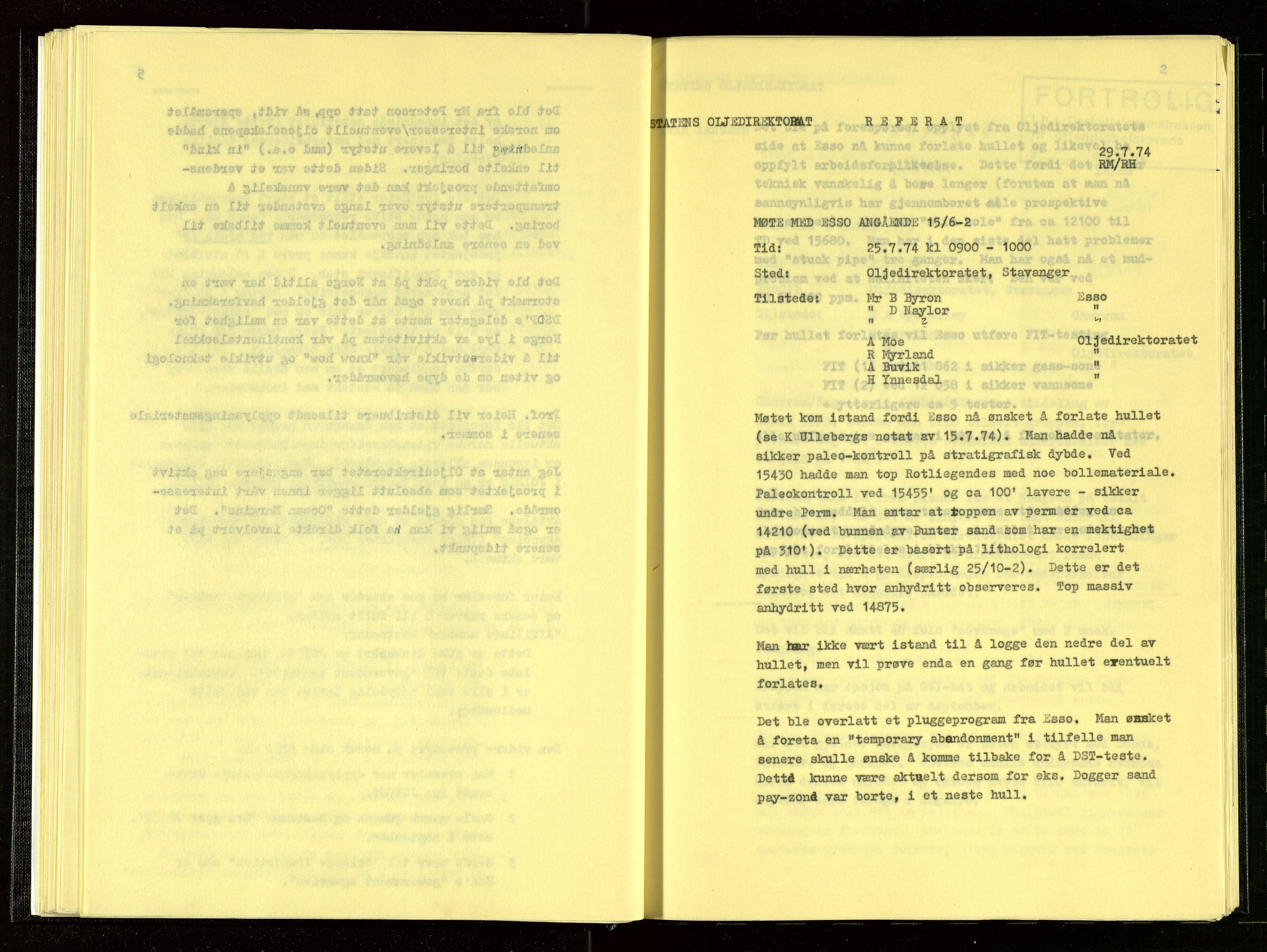 Oljedirektoratet, AV/SAST-A-101366/Aa/L0002: Referatprotokoller, 1974