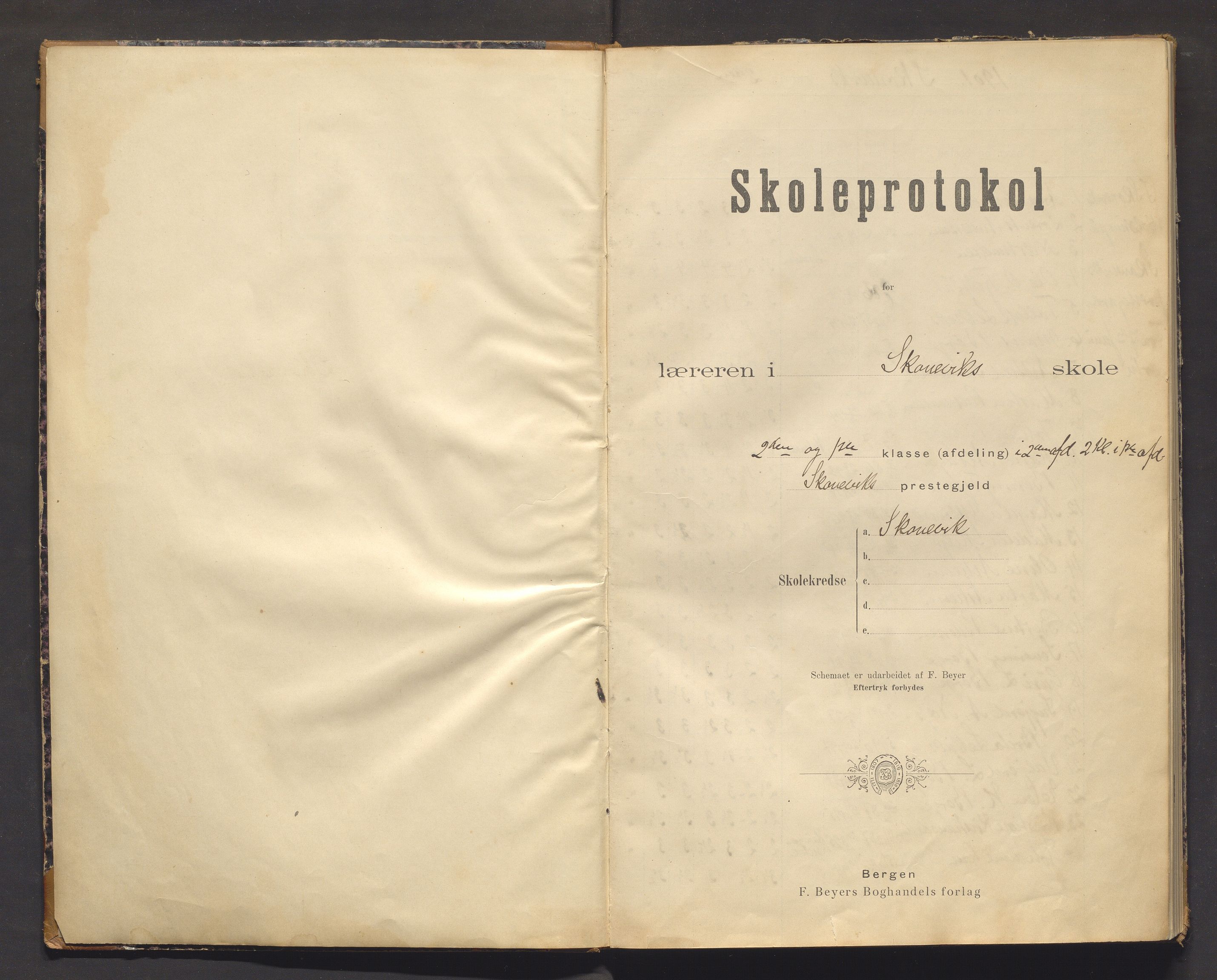 Skånevik kommune. Barneskulane, IKAH/1212-231/F/Fa/L0005: Skuleprotokoll for Skånevik krins, 1901-1914