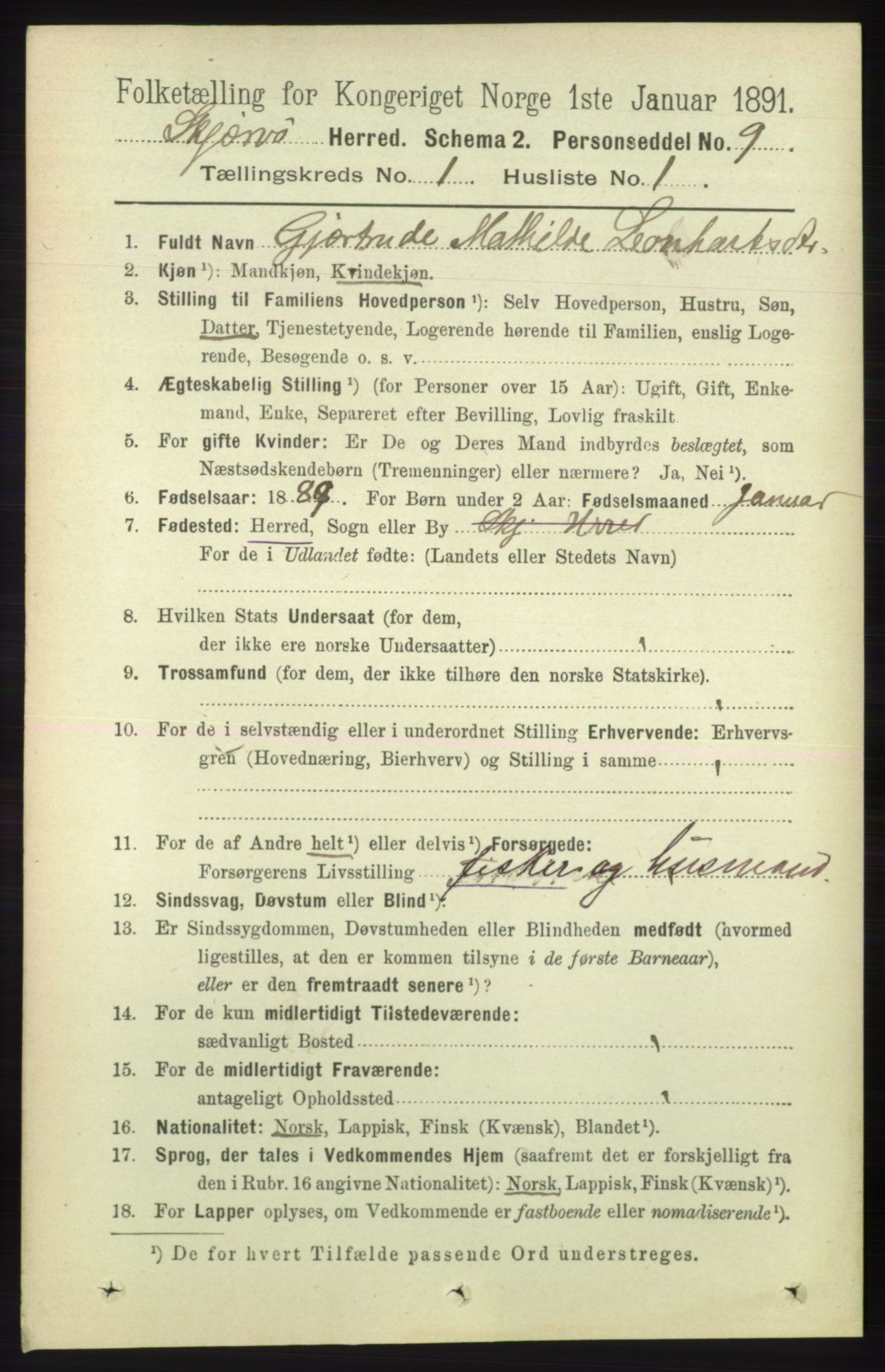 RA, 1891 census for 1941 Skjervøy, 1891, p. 133