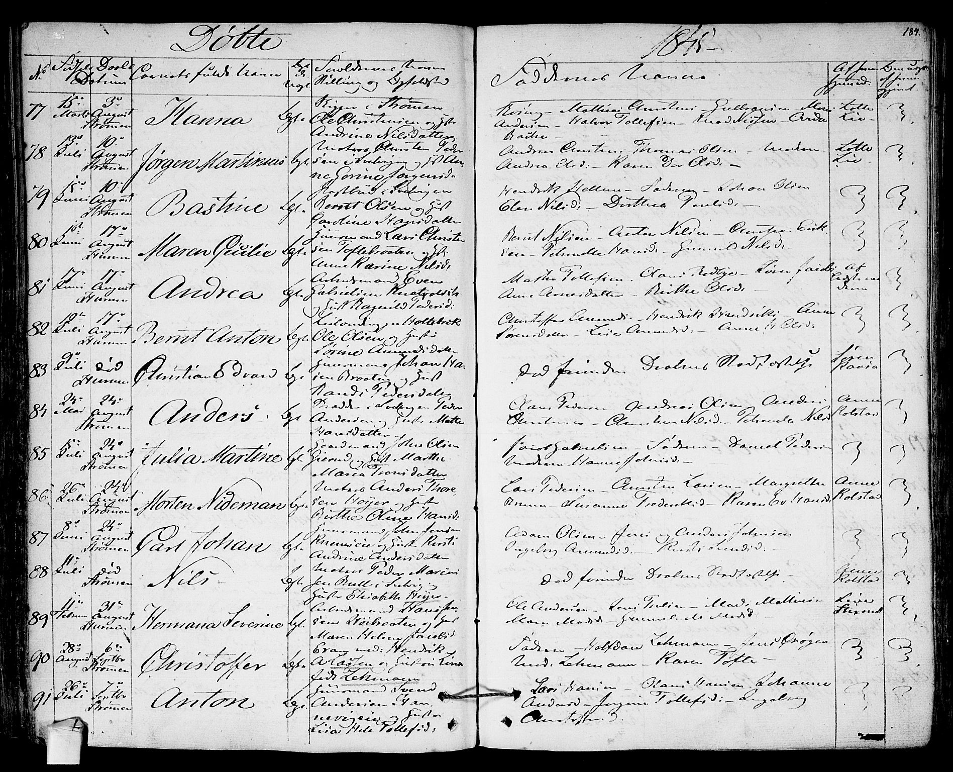 Hurum kirkebøker, AV/SAKO-A-229/F/Fa/L0010: Parish register (official) no. 10, 1827-1846, p. 184