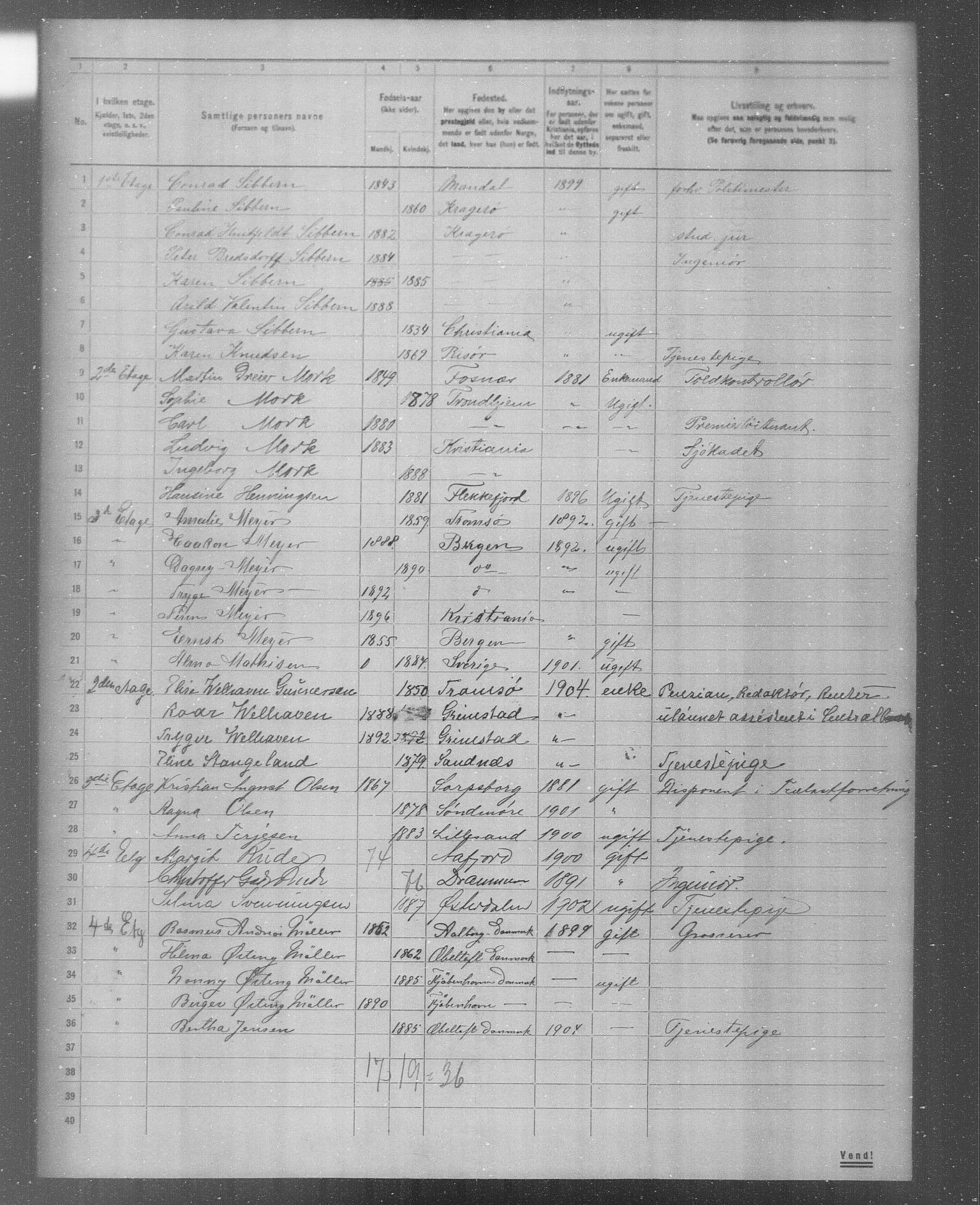 OBA, Municipal Census 1904 for Kristiania, 1904, p. 4089