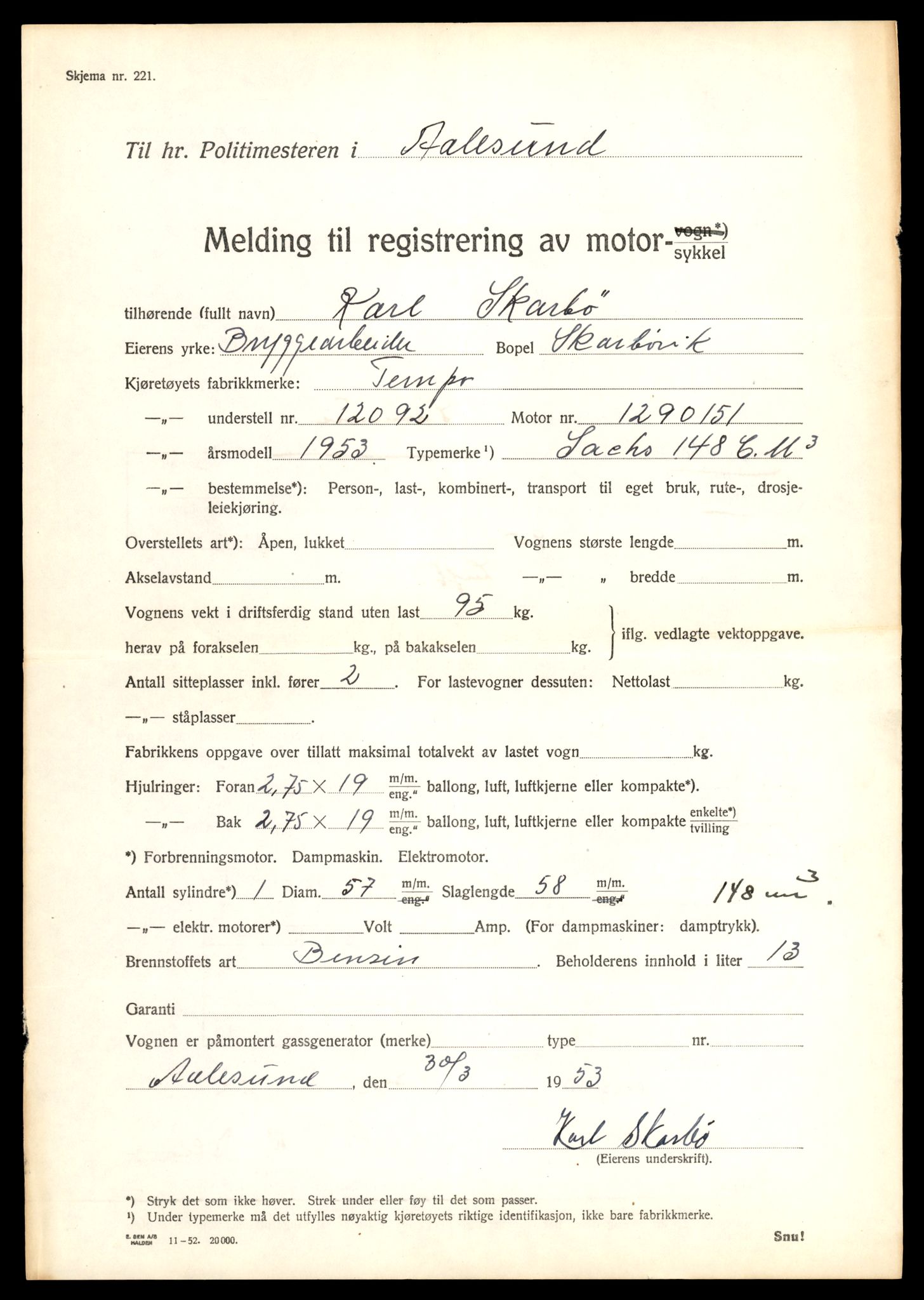 Møre og Romsdal vegkontor - Ålesund trafikkstasjon, AV/SAT-A-4099/F/Fe/L0028: Registreringskort for kjøretøy T 11290 - T 11429, 1927-1998, p. 13