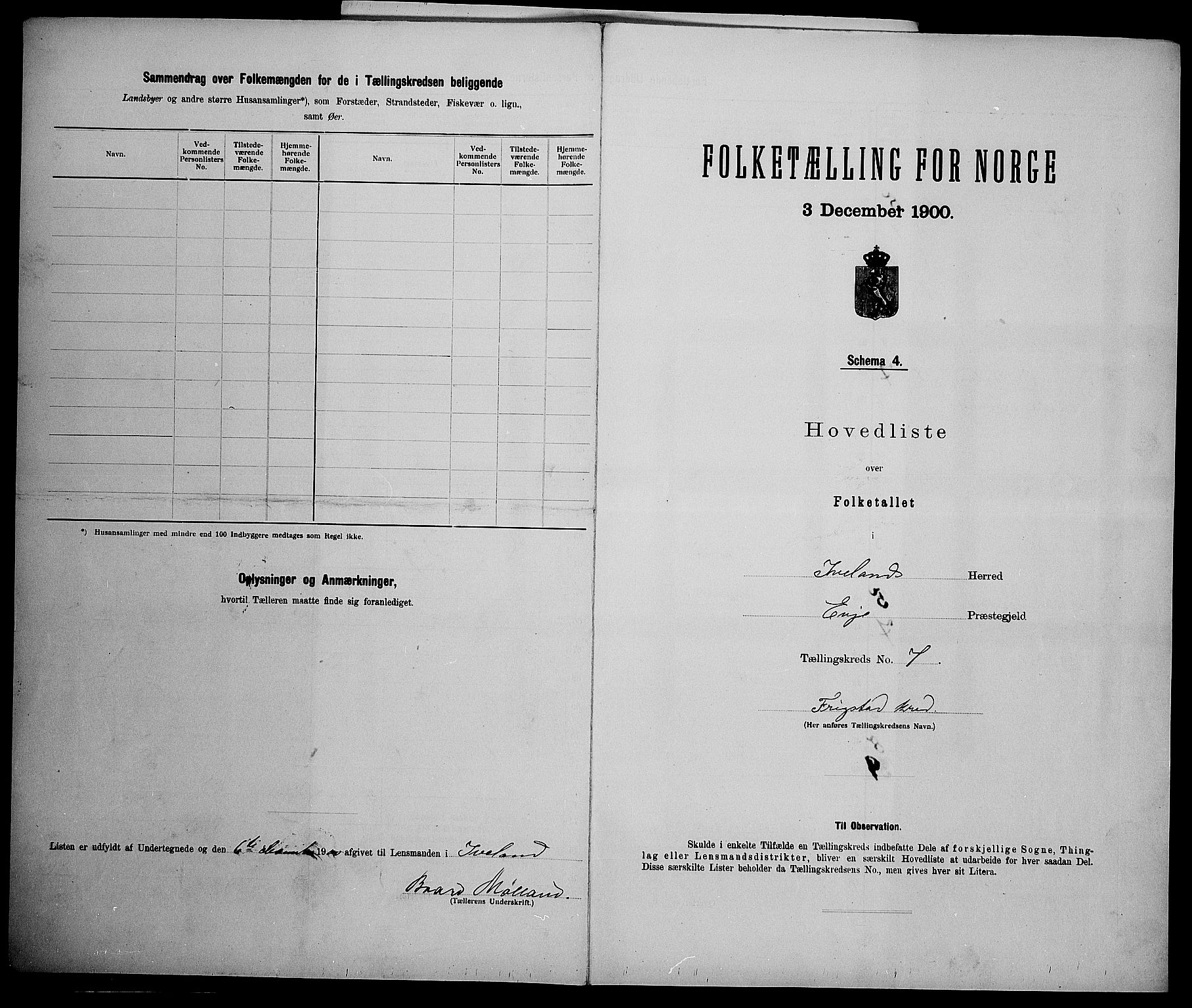 SAK, 1900 census for Iveland, 1900, p. 25