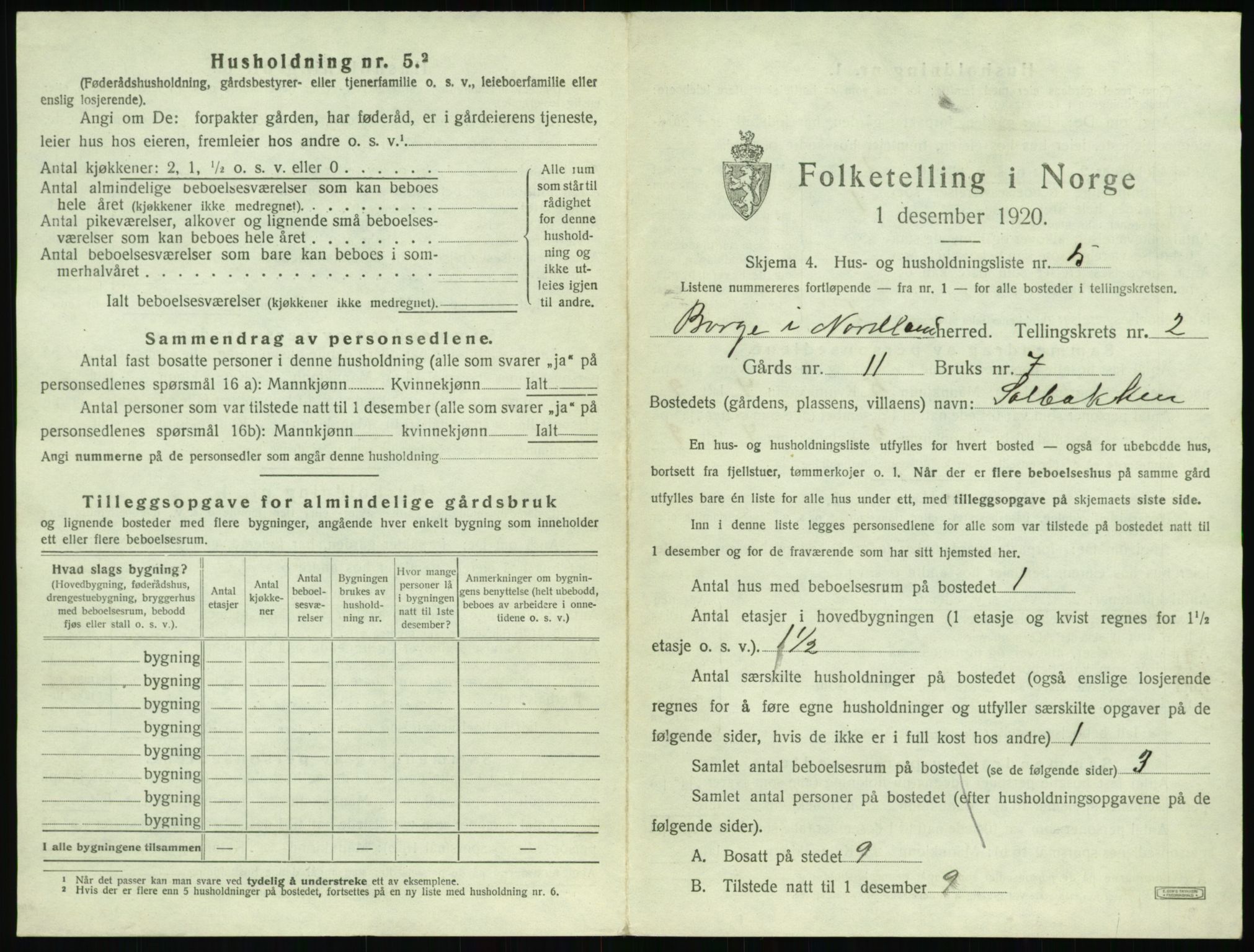 SAT, 1920 census for Borge, 1920, p. 165