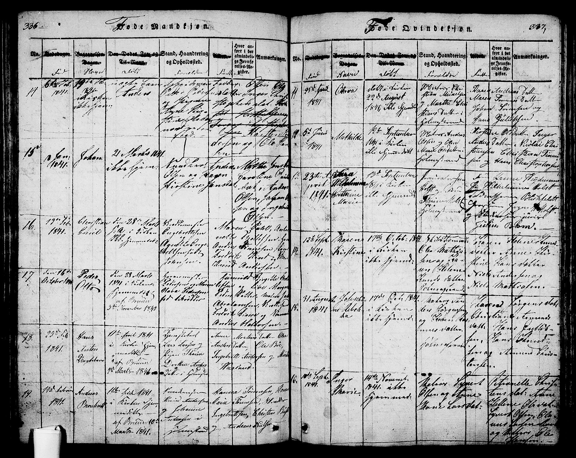 Holmestrand kirkebøker, SAKO/A-346/G/Ga/L0001: Parish register (copy) no. 1, 1814-1848, p. 336-337