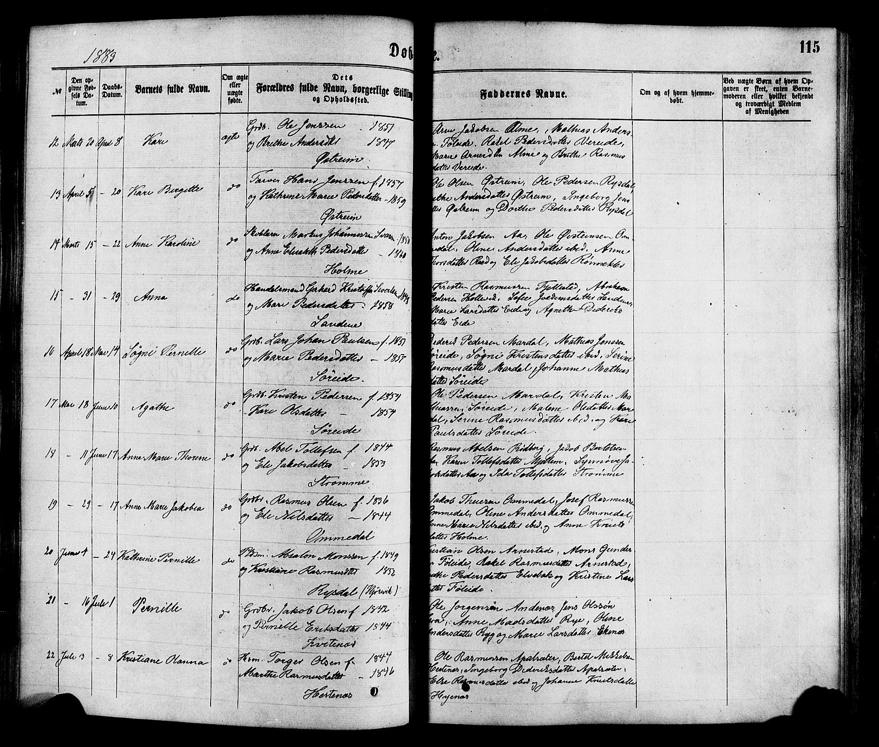Gloppen sokneprestembete, SAB/A-80101/H/Haa/Haaa/L0010: Parish register (official) no. A 10, 1871-1884, p. 115