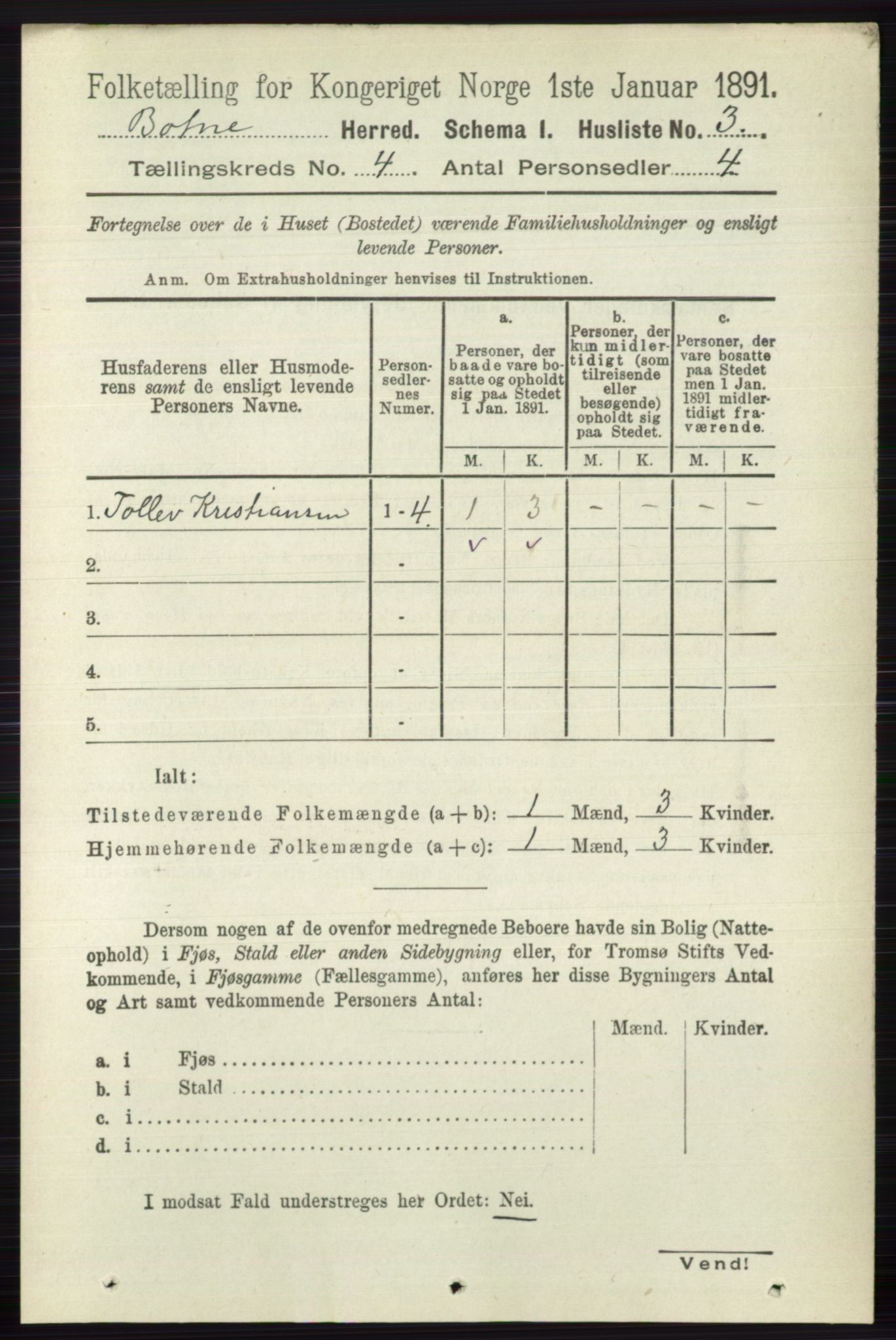 RA, 1891 census for 0715 Botne, 1891, p. 1546