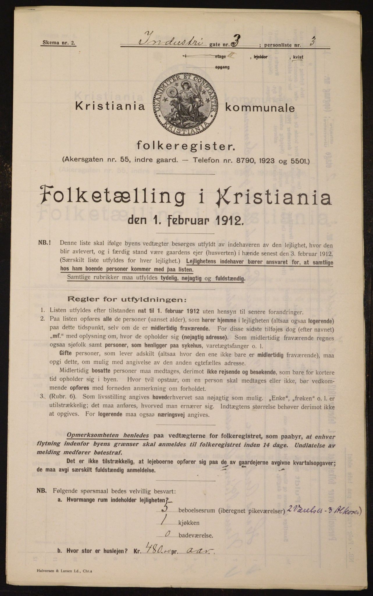 OBA, Municipal Census 1912 for Kristiania, 1912, p. 43564