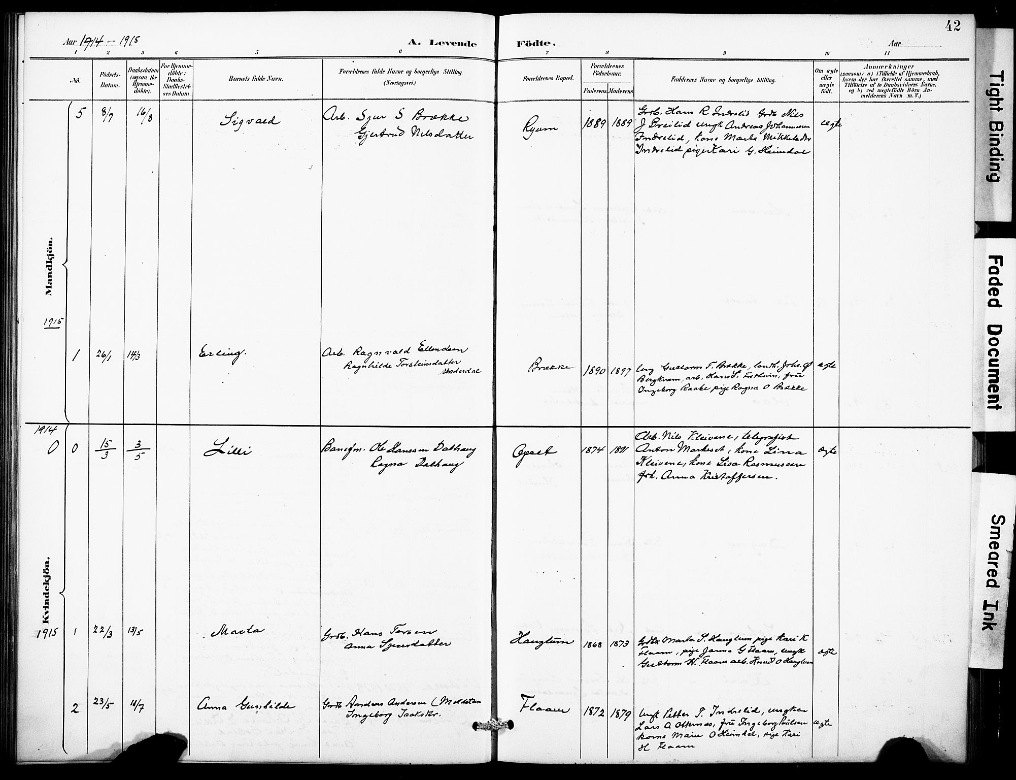 Aurland sokneprestembete, SAB/A-99937/H/Hb/Hbb/L0002: Parish register (copy) no. B 2, 1887-1929, p. 42