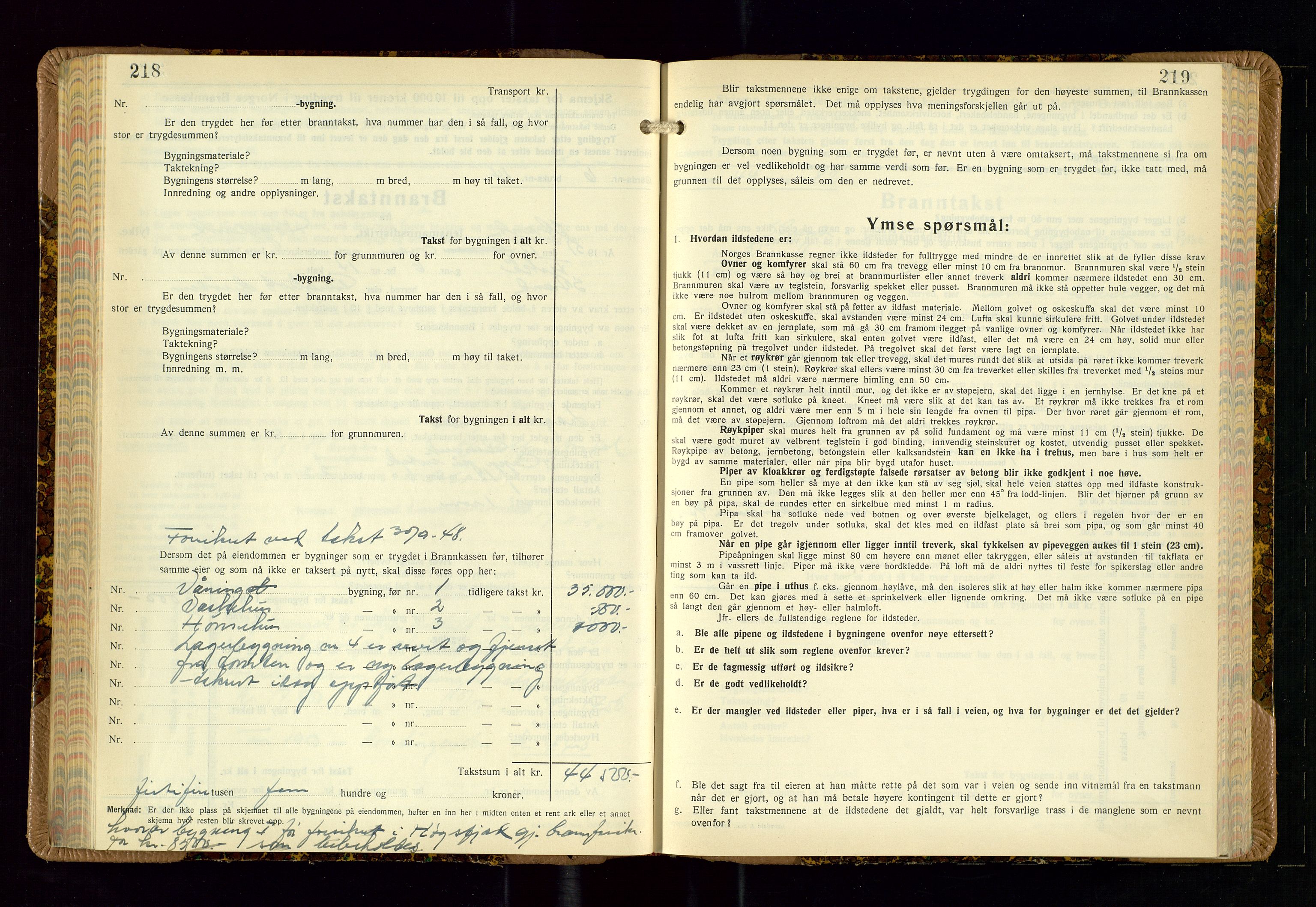 Strand og Forsand lensmannskontor, AV/SAST-A-100451/Gob/L0002: Branntakstprotokoll, 1942-1953, p. 218-219