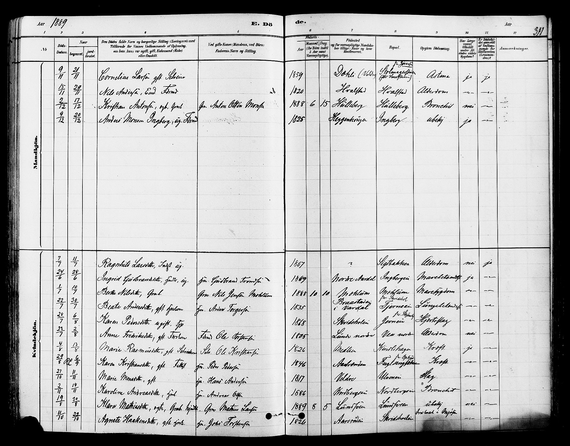 Ringsaker prestekontor, AV/SAH-PREST-014/L/La/L0009: Parish register (copy) no. 9, 1879-1890, p. 311