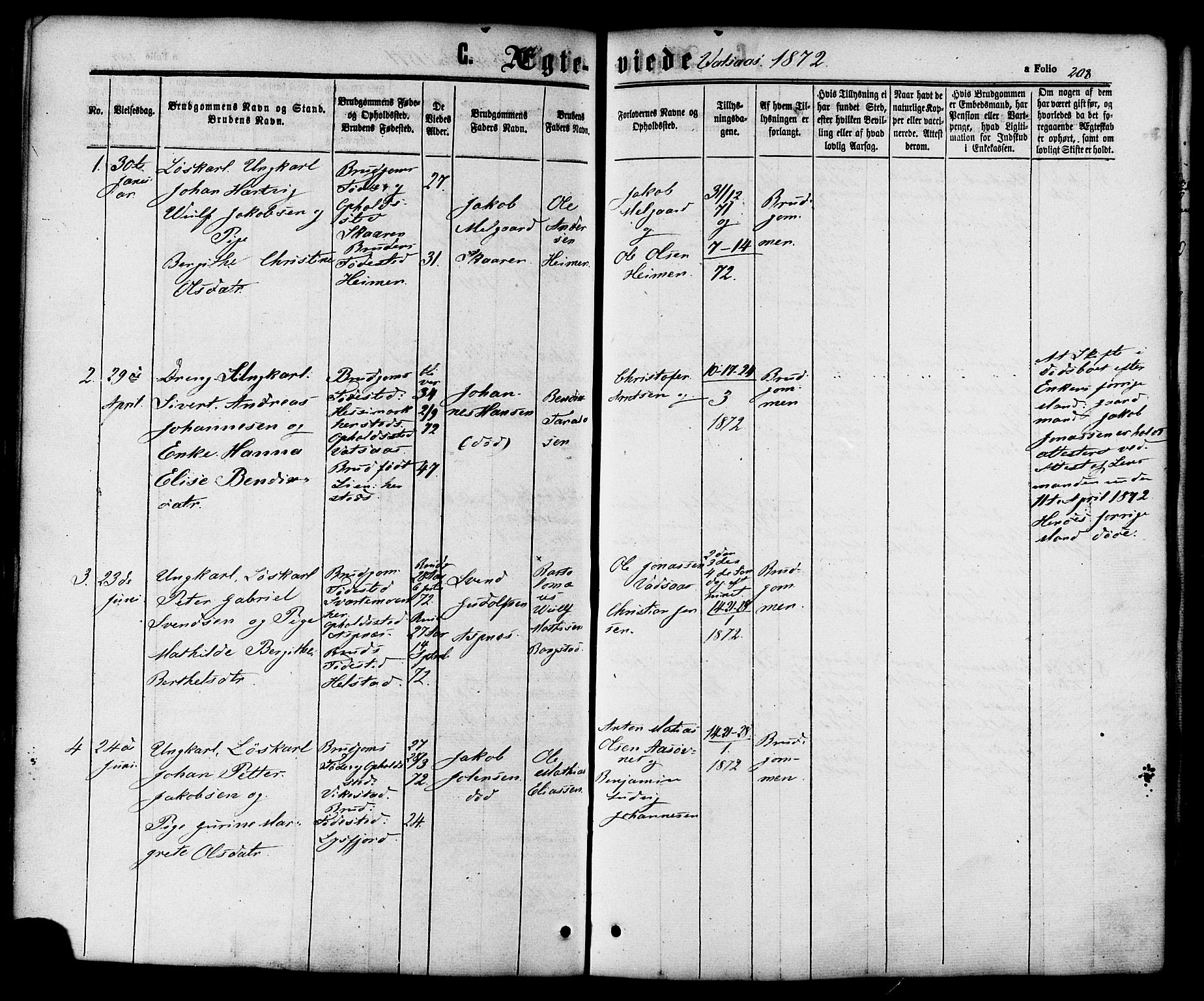 Ministerialprotokoller, klokkerbøker og fødselsregistre - Nordland, SAT/A-1459/810/L0146: Parish register (official) no. 810A08 /1, 1862-1874, p. 208