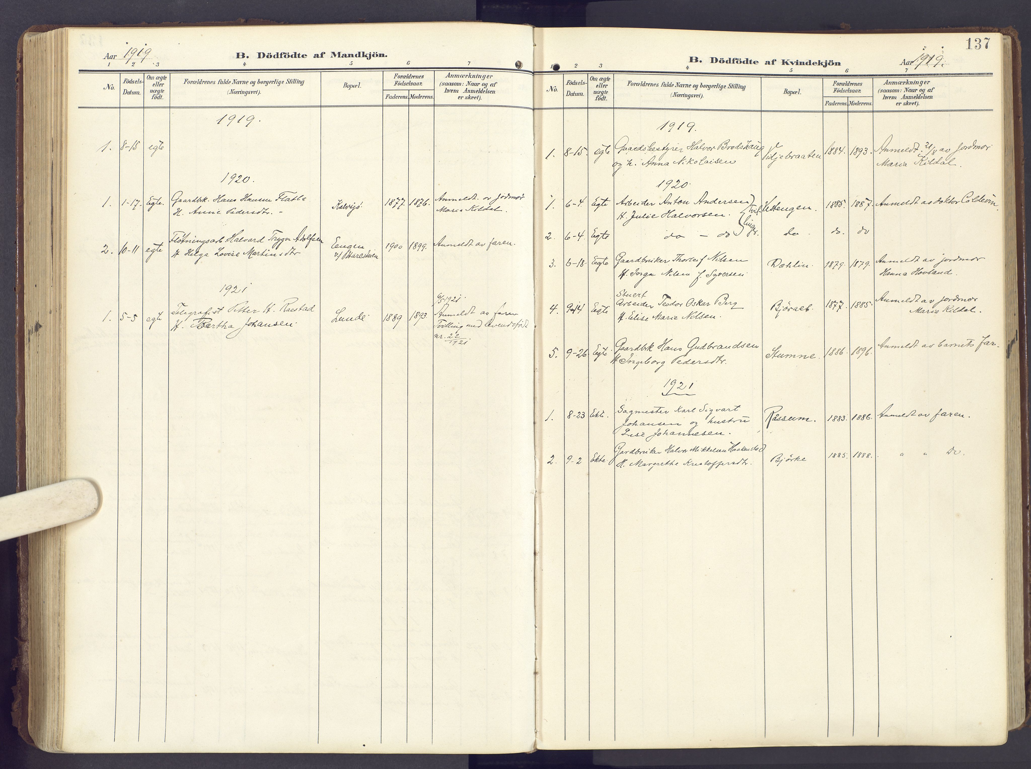 Lunner prestekontor, SAH/PREST-118/H/Ha/Haa/L0001: Parish register (official) no. 1, 1907-1922, p. 137