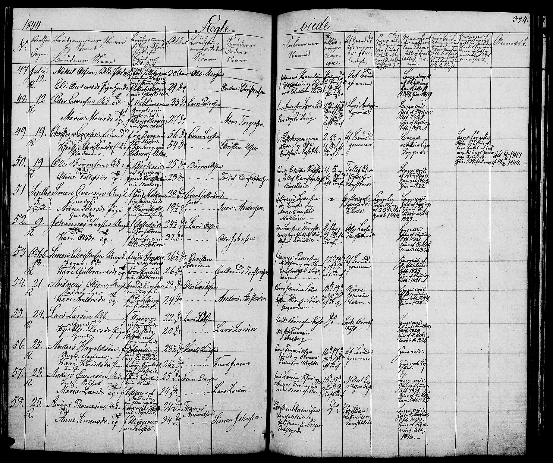 Ringsaker prestekontor, SAH/PREST-014/L/La/L0005: Parish register (copy) no. 5, 1839-1850, p. 394