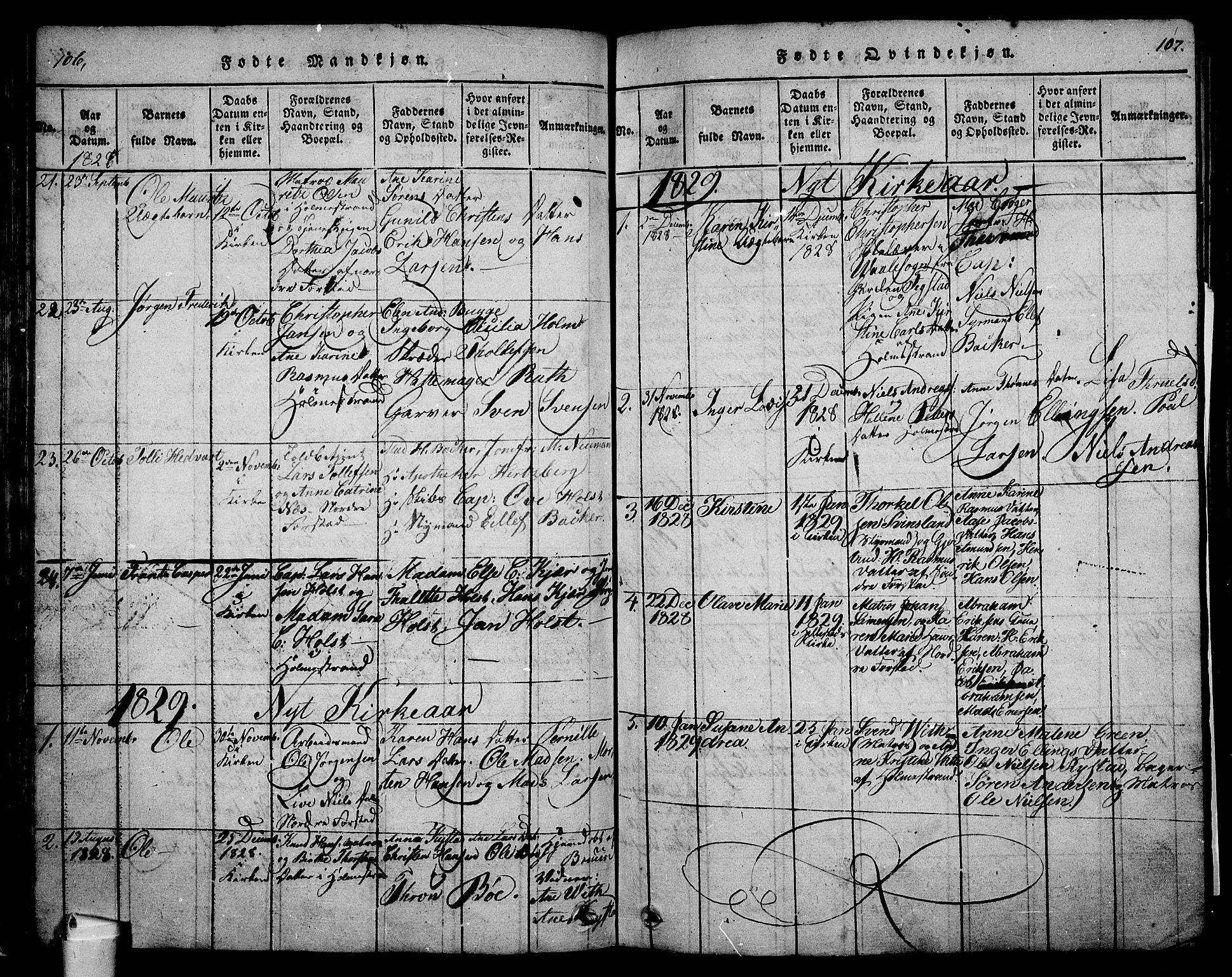 Holmestrand kirkebøker, AV/SAKO-A-346/G/Ga/L0001: Parish register (copy) no. 1, 1814-1848, p. 106-107