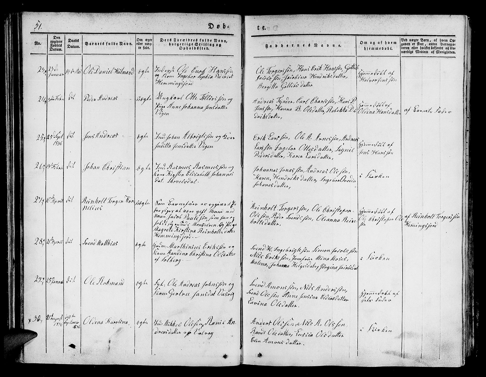 Tranøy sokneprestkontor, AV/SATØ-S-1313/I/Ia/Iaa/L0005kirke: Parish register (official) no. 5, 1829-1844, p. 51