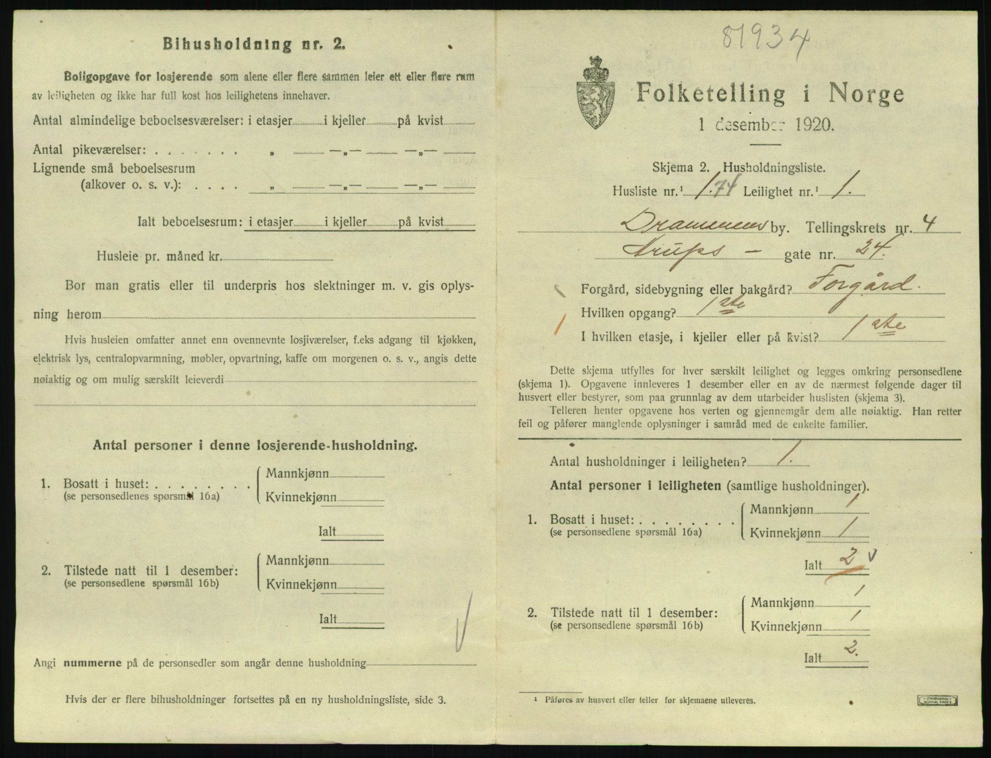 SAKO, 1920 census for Drammen, 1920, p. 9897