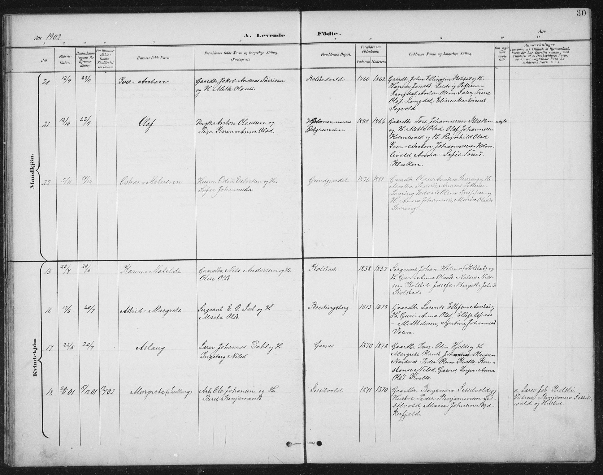 Ministerialprotokoller, klokkerbøker og fødselsregistre - Nord-Trøndelag, SAT/A-1458/724/L0269: Parish register (copy) no. 724C05, 1899-1920, p. 30