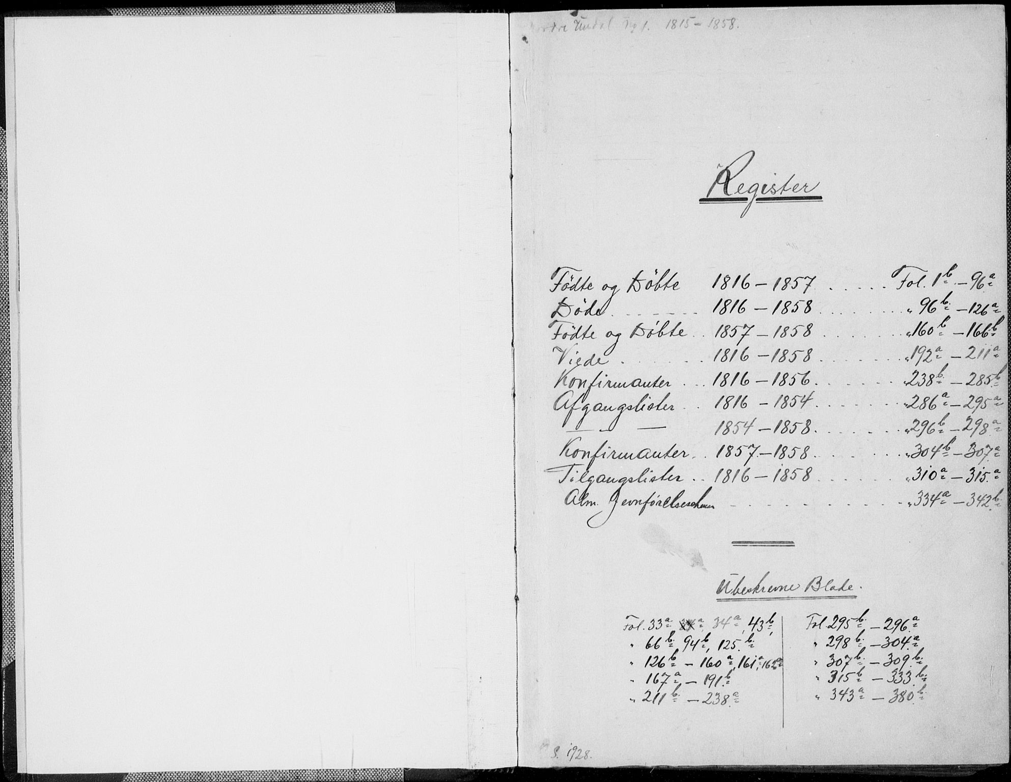 Nord-Audnedal sokneprestkontor, AV/SAK-1111-0032/F/Fb/Fbb/L0001: Parish register (copy) no. B 1, 1816-1858