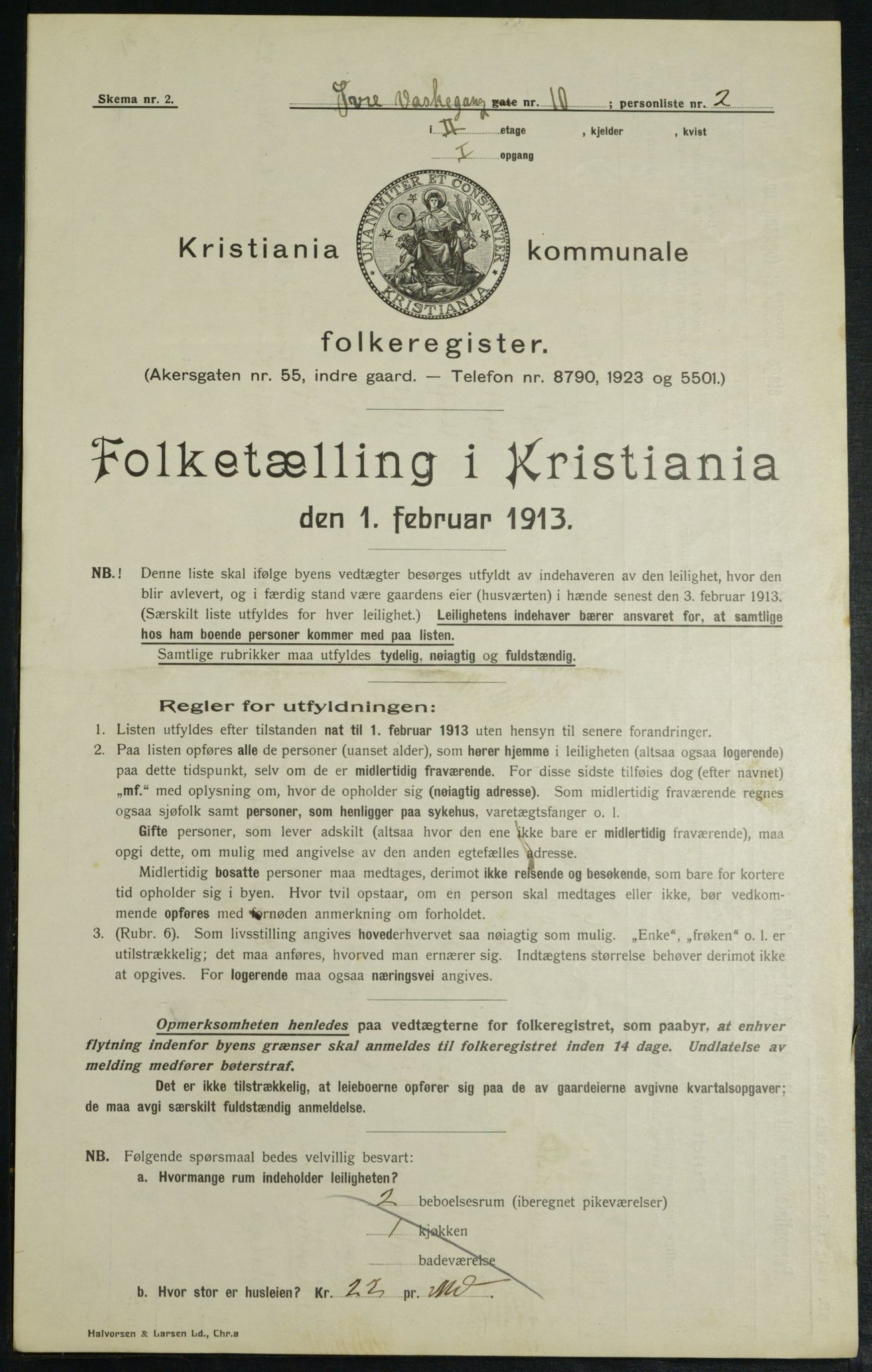 OBA, Municipal Census 1913 for Kristiania, 1913, p. 129996