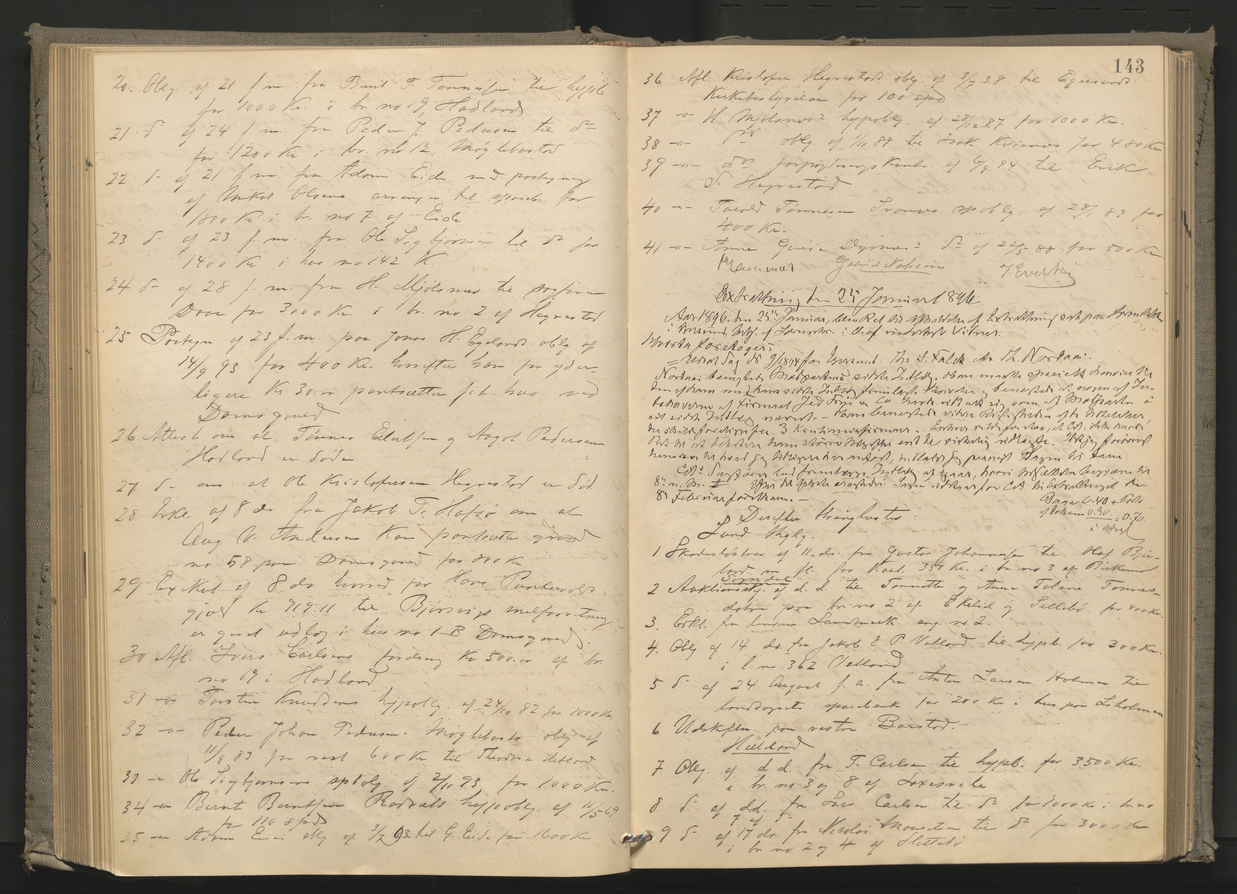 Dalane sorenskriveri, AV/SAST-A-100309/001/3/30/30BA/L0005: TINGBOK, 1894-1898, p. 142b-143a