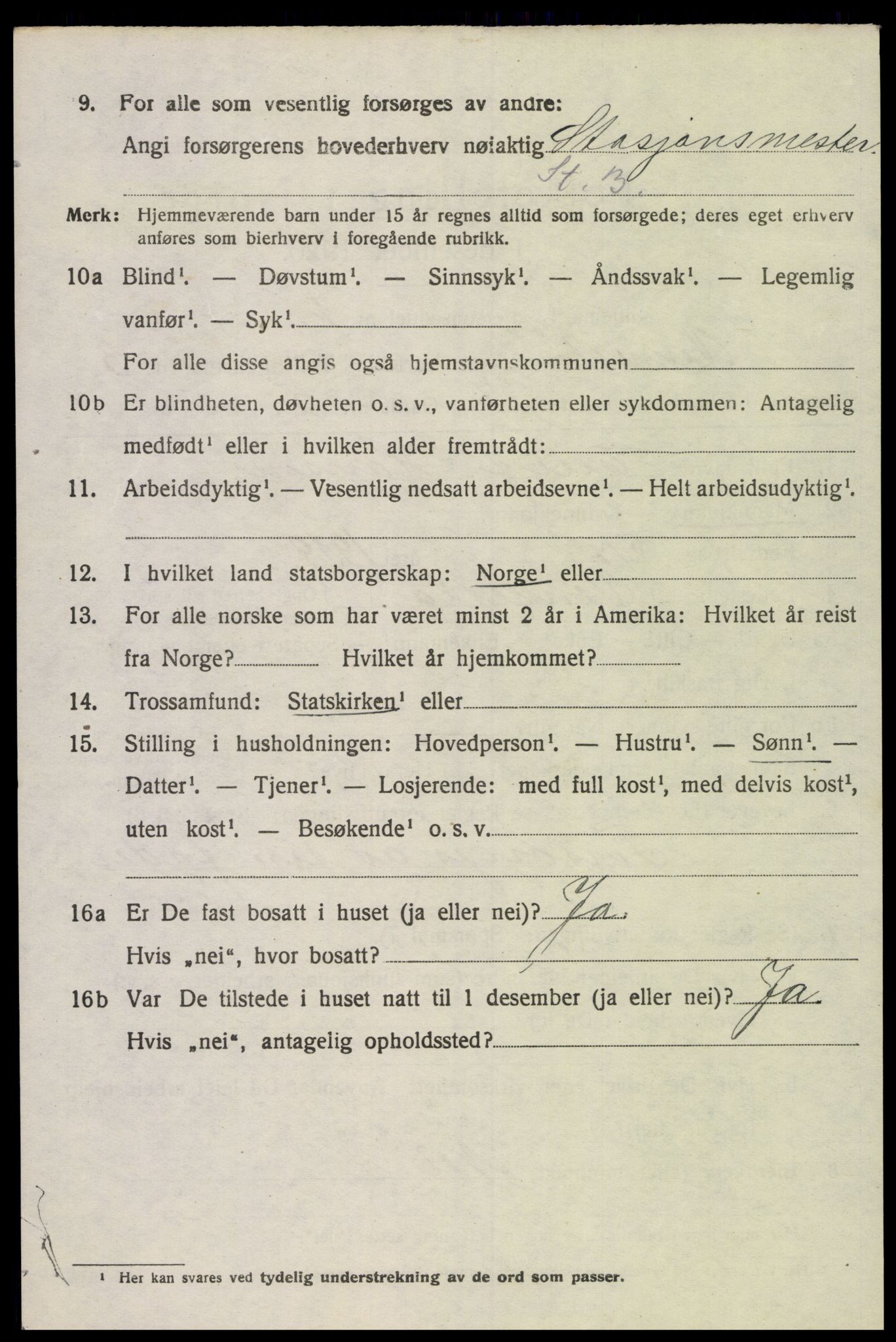 SAK, 1920 census for Vennesla, 1920, p. 2655