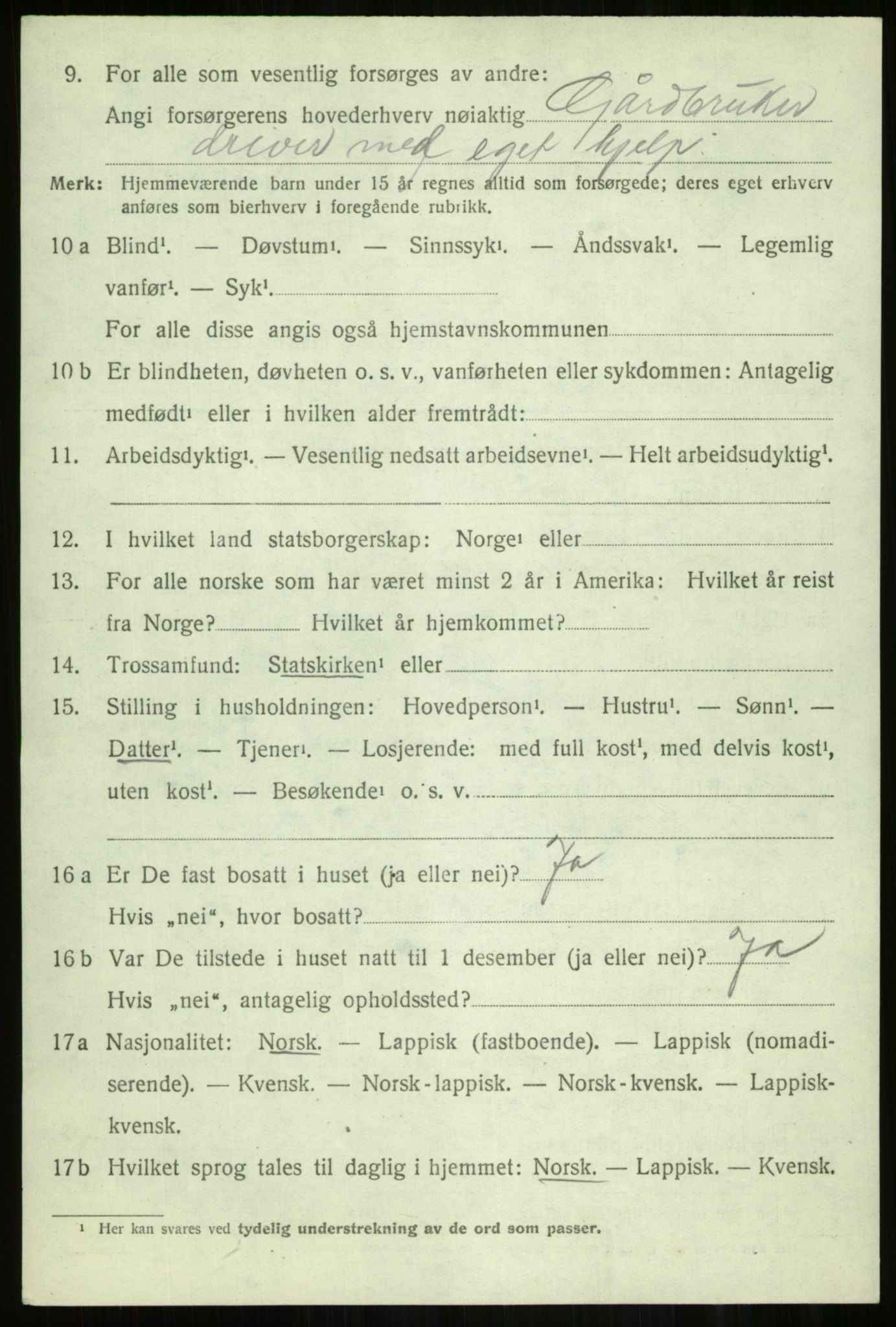 SATØ, 1920 census for Salangen, 1920, p. 6139