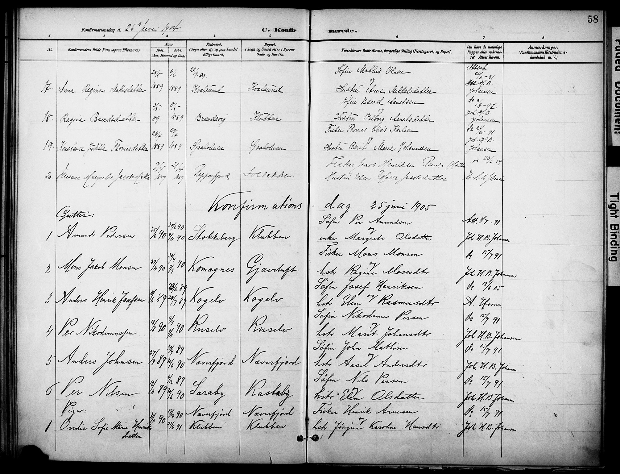 Hammerfest sokneprestkontor, SATØ/S-1347/H/Ha/L0012.kirke: Parish register (official) no. 12, 1898-1908, p. 58