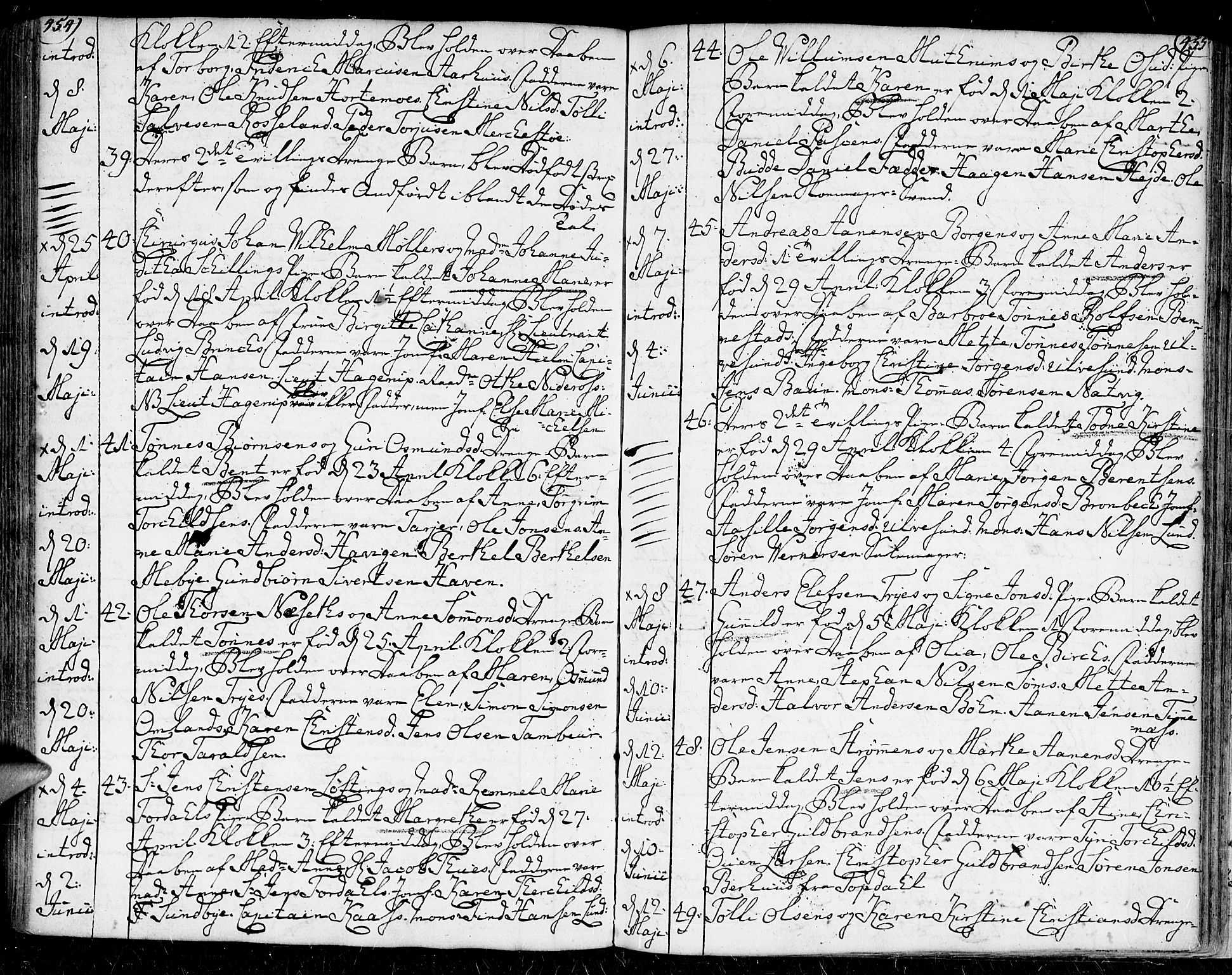 Kristiansand domprosti, AV/SAK-1112-0006/F/Fa/L0002: Parish register (official) no. A 2, 1755-1778, p. 454-455