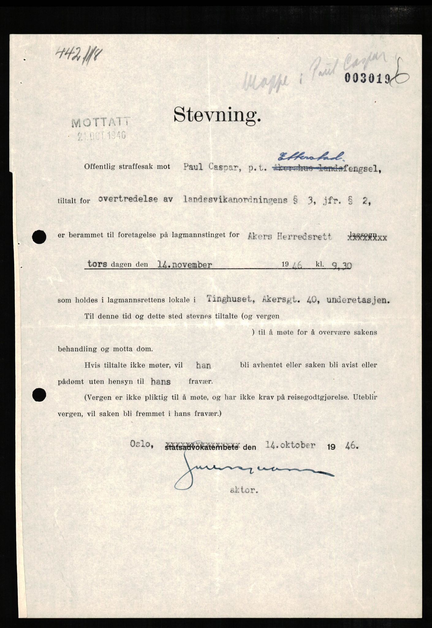 Forsvaret, Forsvarets overkommando II, AV/RA-RAFA-3915/D/Db/L0005: CI Questionaires. Tyske okkupasjonsstyrker i Norge. Tyskere., 1945-1946, p. 222