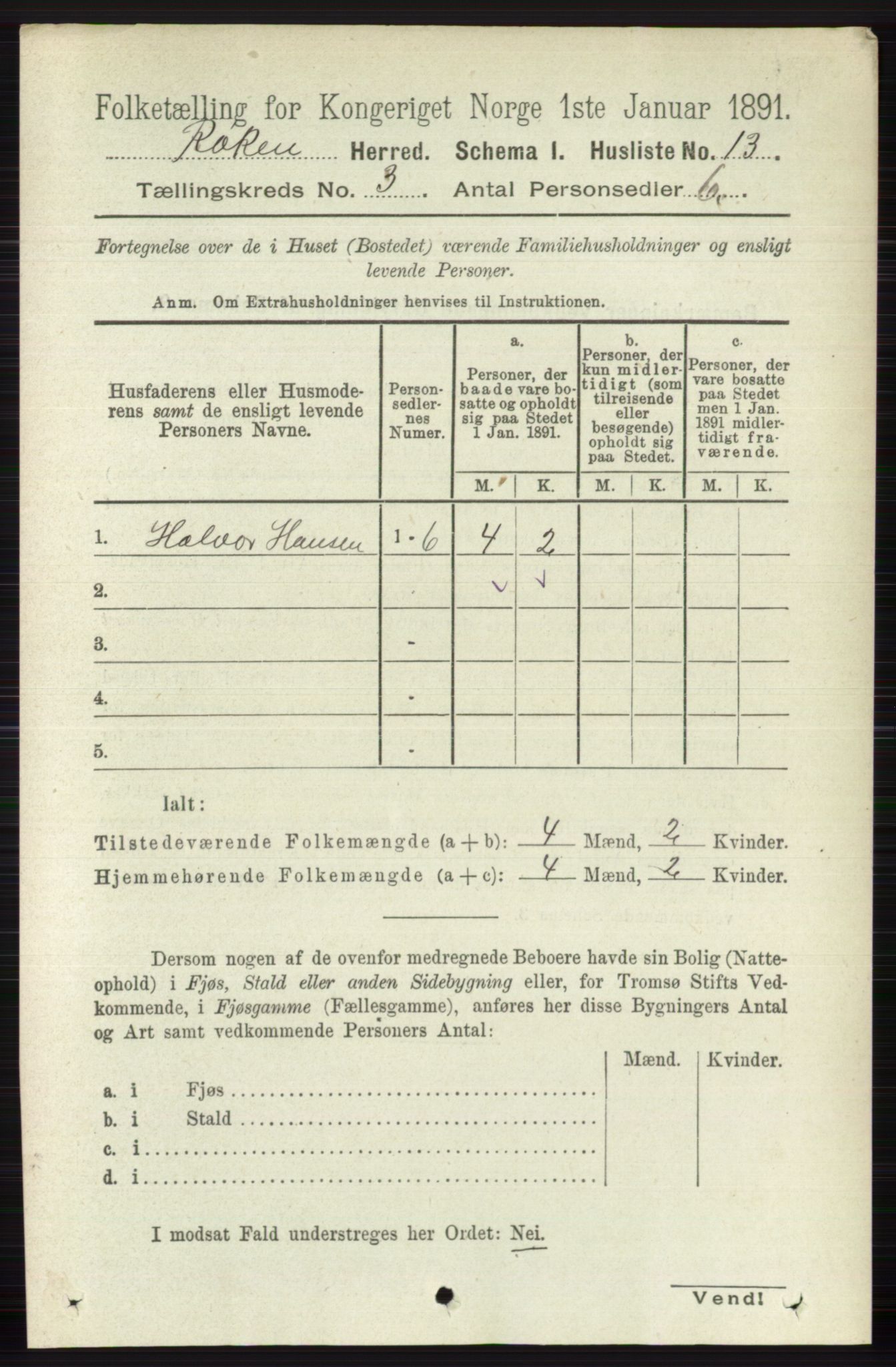 RA, 1891 census for 0627 Røyken, 1891, p. 1121