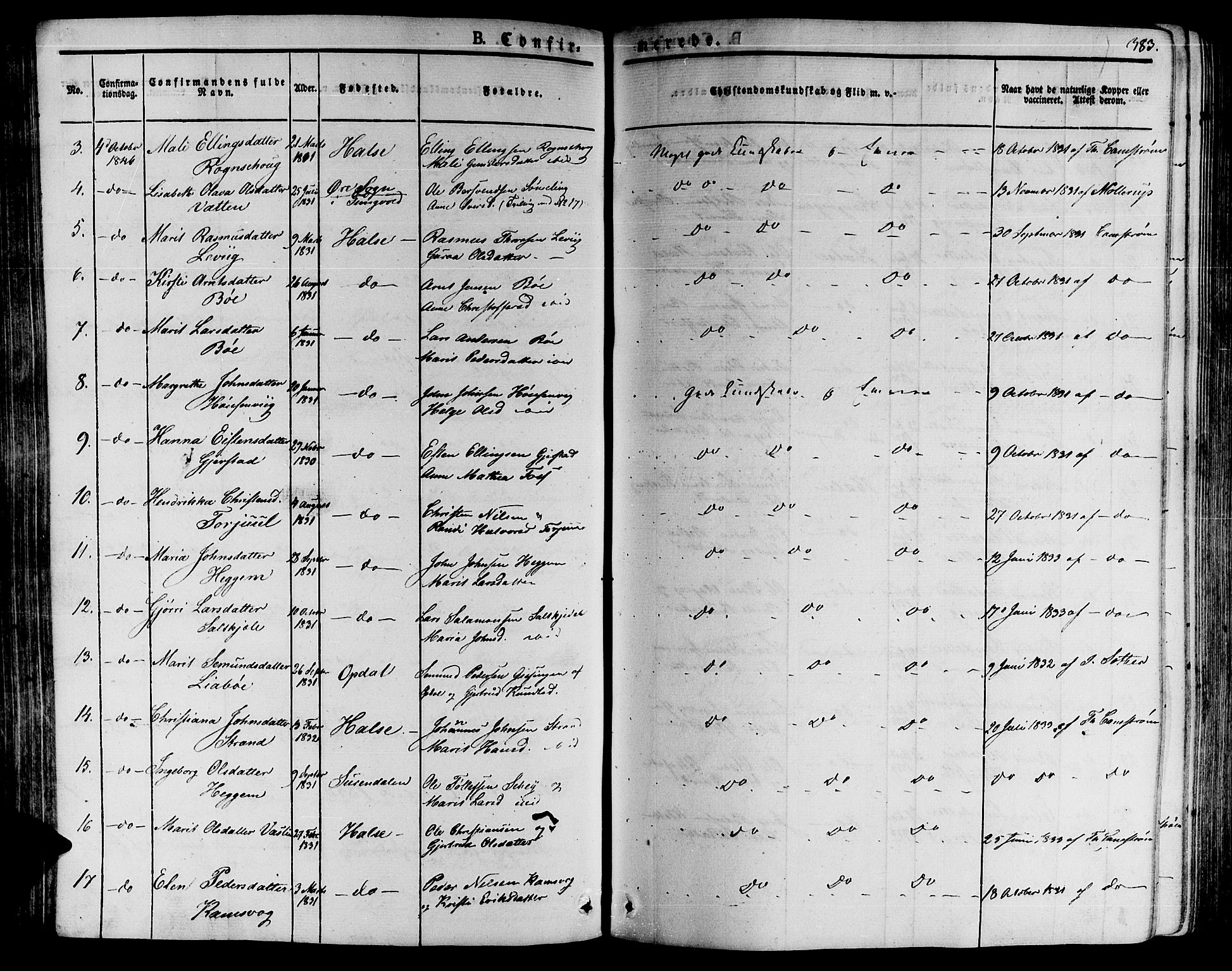 Ministerialprotokoller, klokkerbøker og fødselsregistre - Møre og Romsdal, AV/SAT-A-1454/592/L1025: Parish register (official) no. 592A03 /2, 1831-1849, p. 383