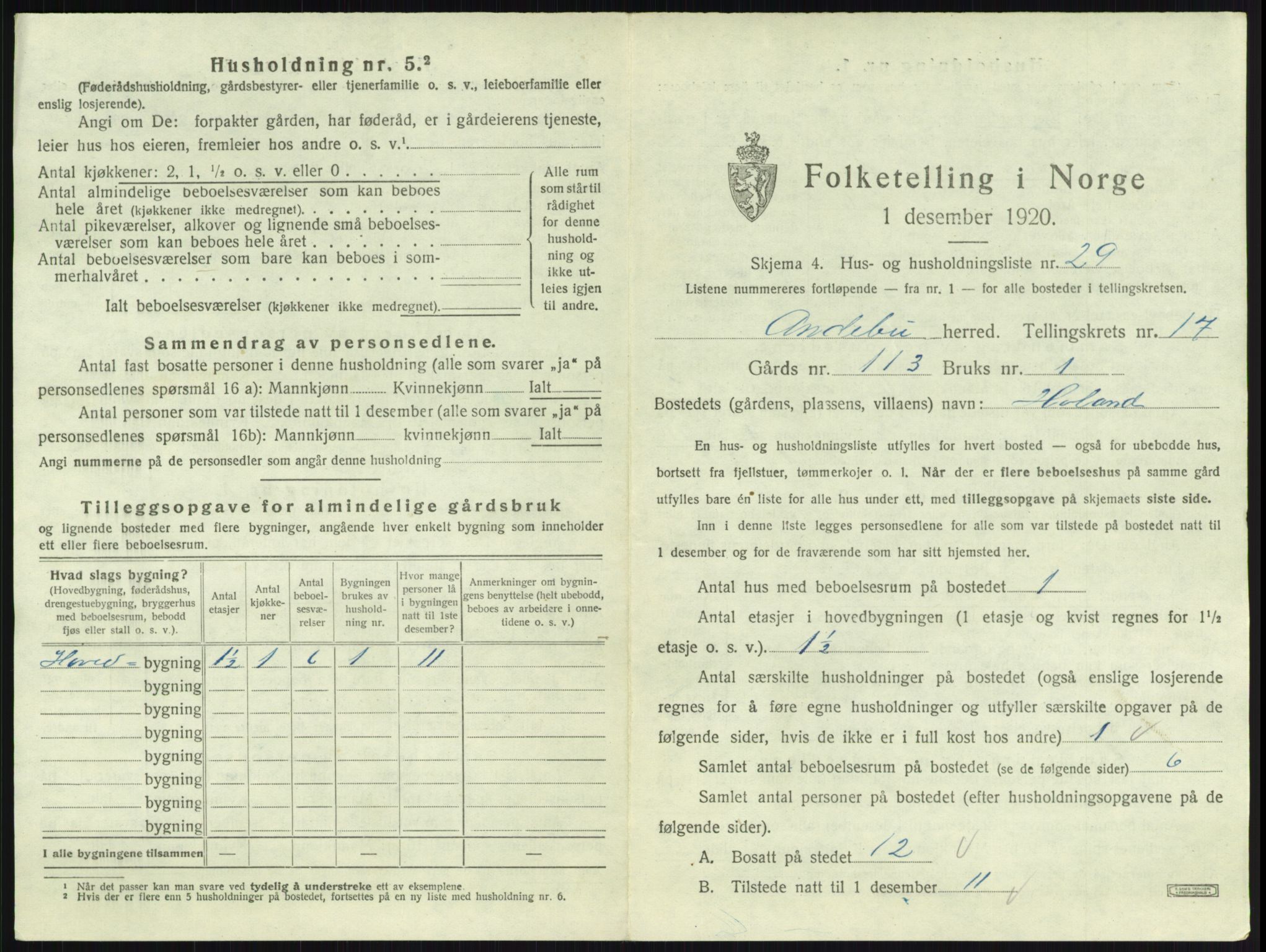SAKO, 1920 census for Andebu, 1920, p. 973