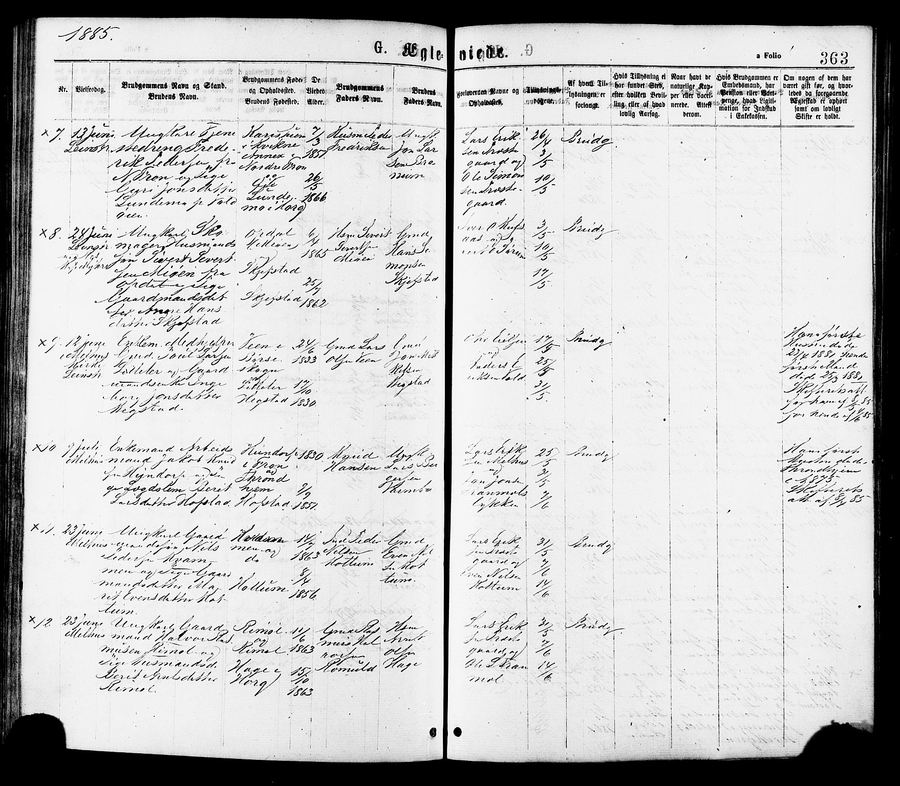 Ministerialprotokoller, klokkerbøker og fødselsregistre - Sør-Trøndelag, SAT/A-1456/691/L1079: Parish register (official) no. 691A11, 1873-1886, p. 363