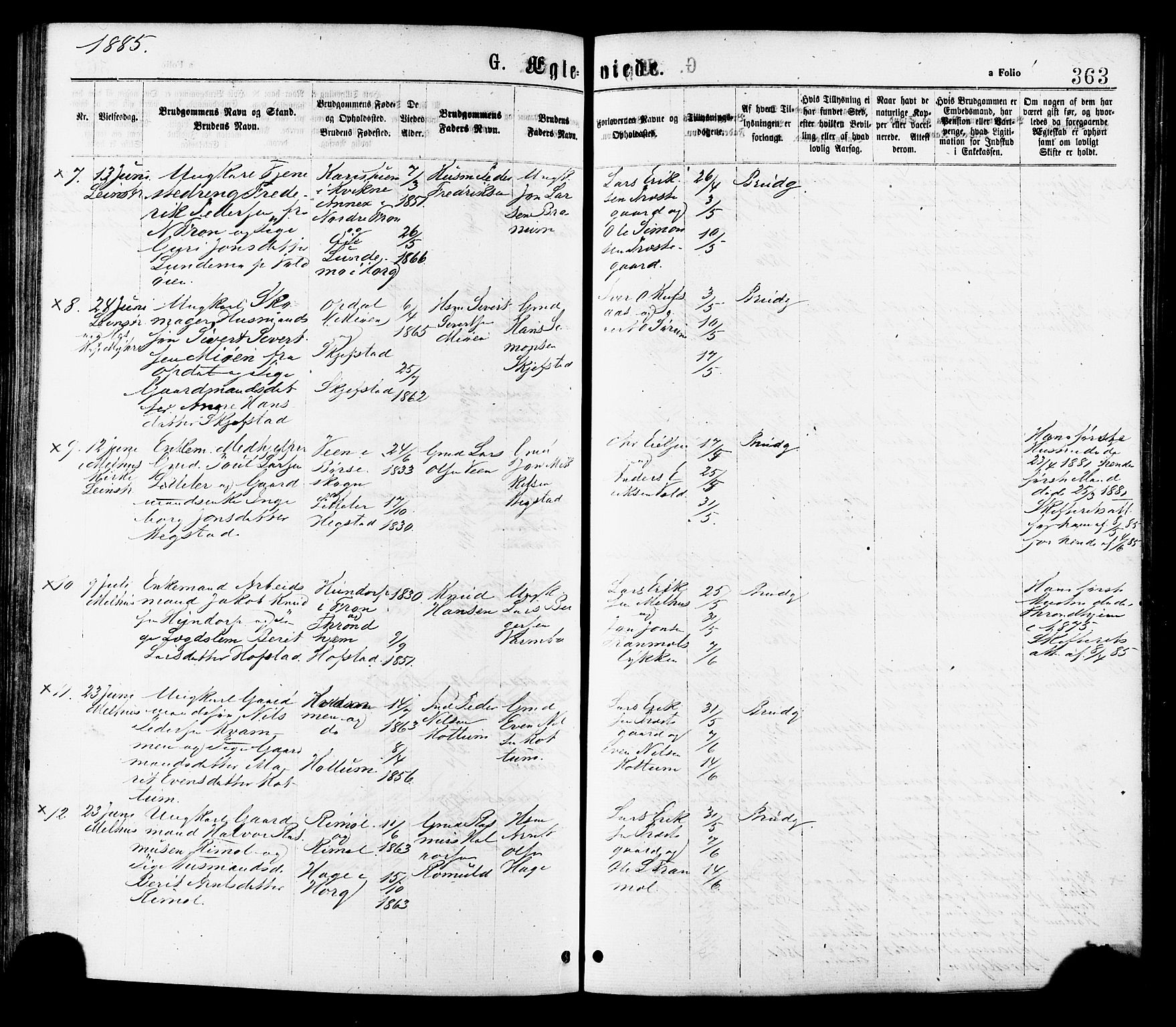 Ministerialprotokoller, klokkerbøker og fødselsregistre - Sør-Trøndelag, AV/SAT-A-1456/691/L1079: Parish register (official) no. 691A11, 1873-1886, p. 363