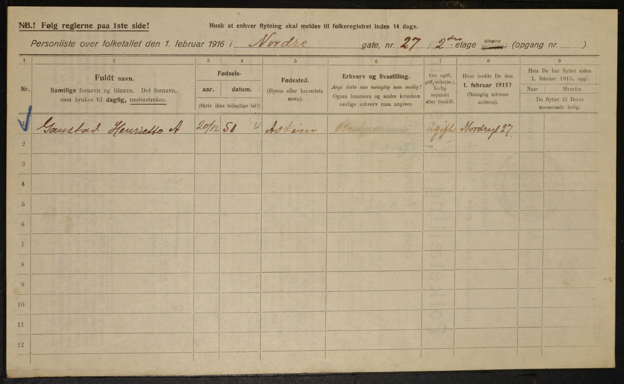 OBA, Municipal Census 1916 for Kristiania, 1916, p. 75102