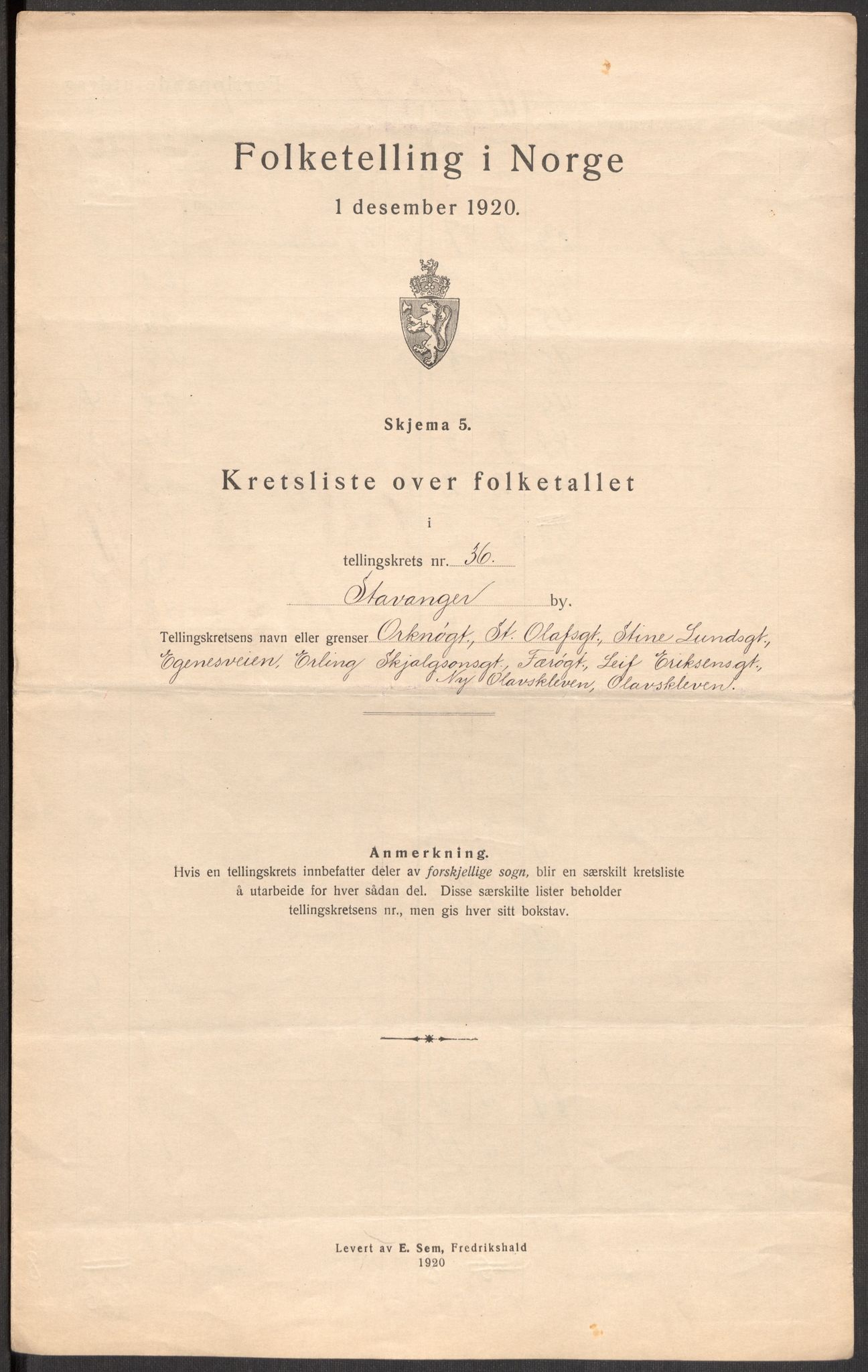 SAST, 1920 census for Stavanger, 1920, p. 113